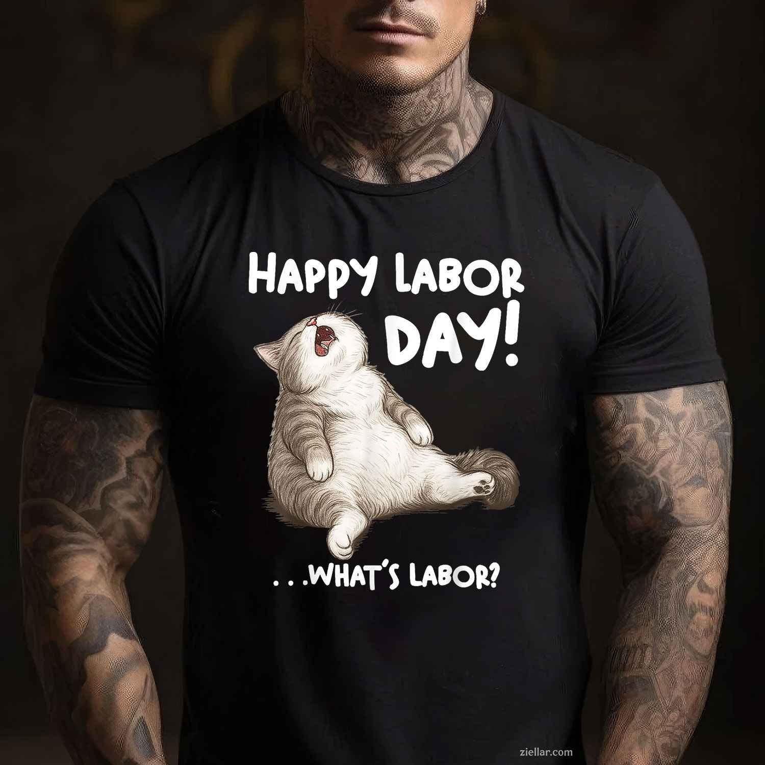 Funny Labor Day Cat for Men Women What is Labor_ T-Shirt Tee