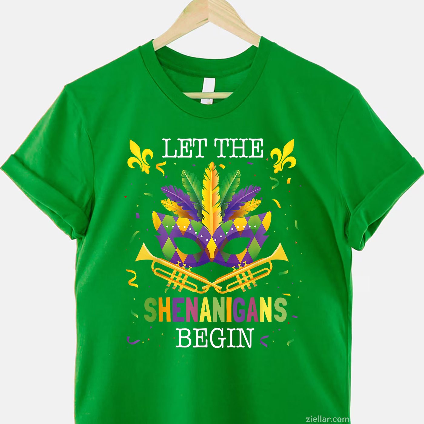 Funny Mardi Gras Tee and T-Shirt, Let the Shenanigans Begin Quote T-Shirt Gift for Adults