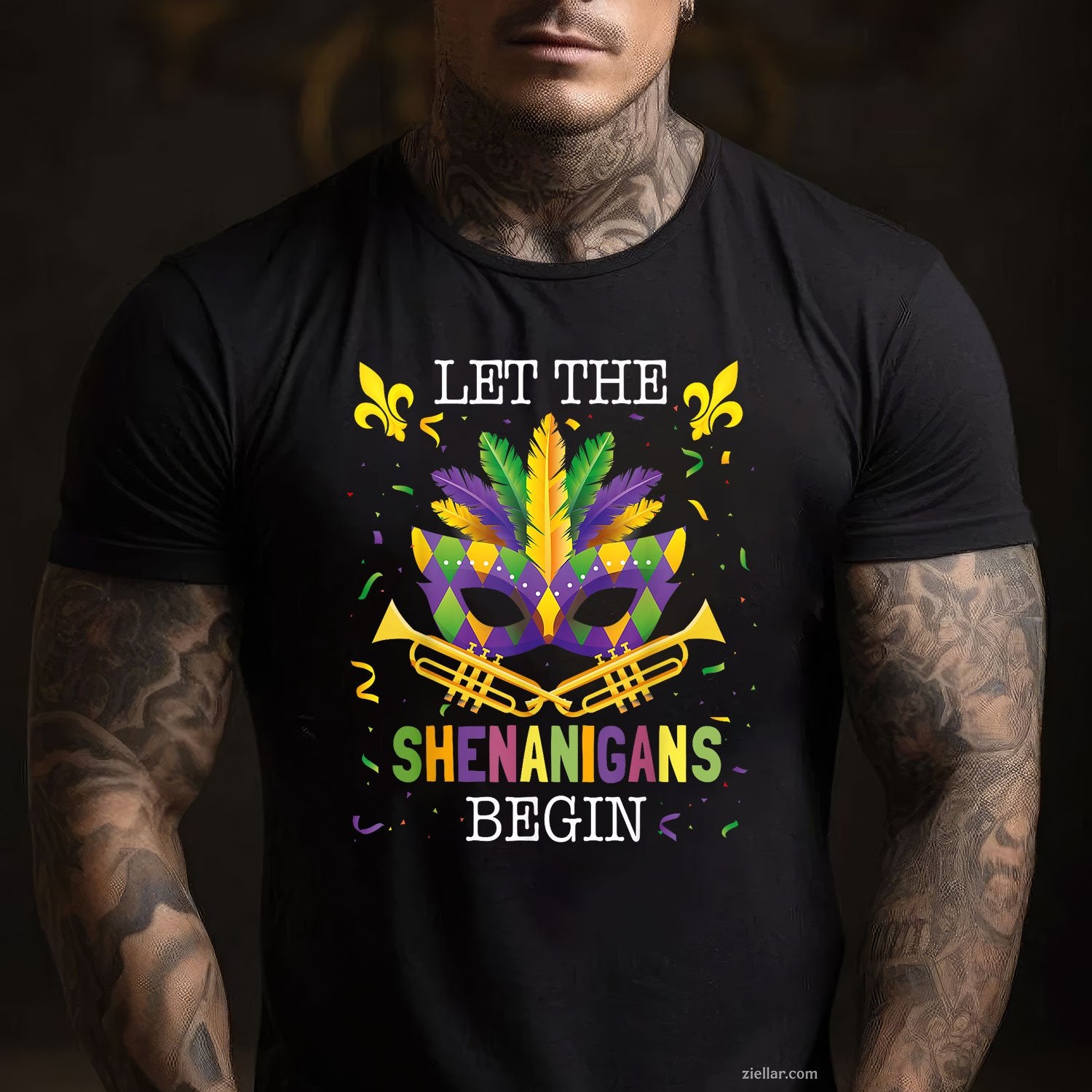 Funny Mardi Gras Tee and T-Shirt, Let the Shenanigans Begin Quote T-Shirt Gift for Adults