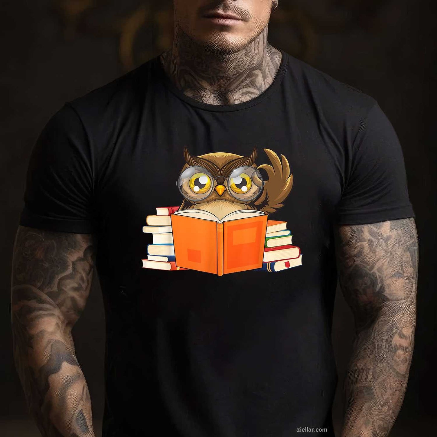 Funny Reading Owl Art Men Women Bookworm Book Lovers T-Shirt, Vintage Graphic Tee For Adults Unisex