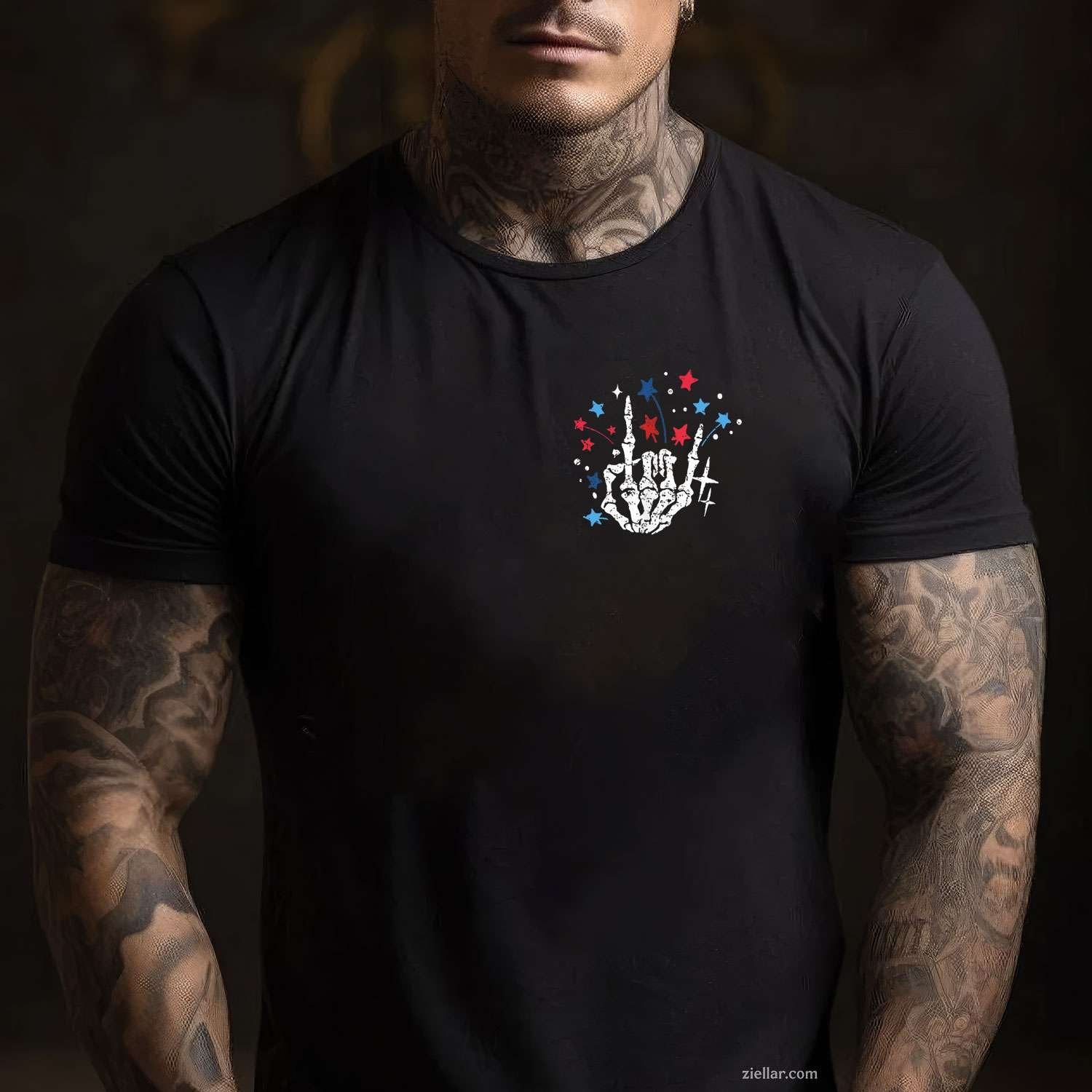 Funny Skeleton US Flag 4th Of July Cute Chill The Fourth Out T-Shirt Tee for Men Women Adults Unisex