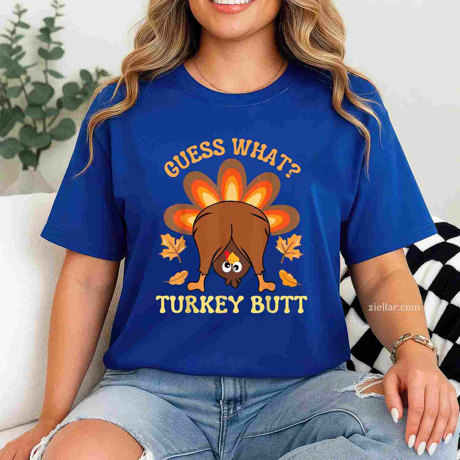 Funny Thanksgiving Guess What Turkey Butt T-Shirt and Tee for Adults Men Women Unisex