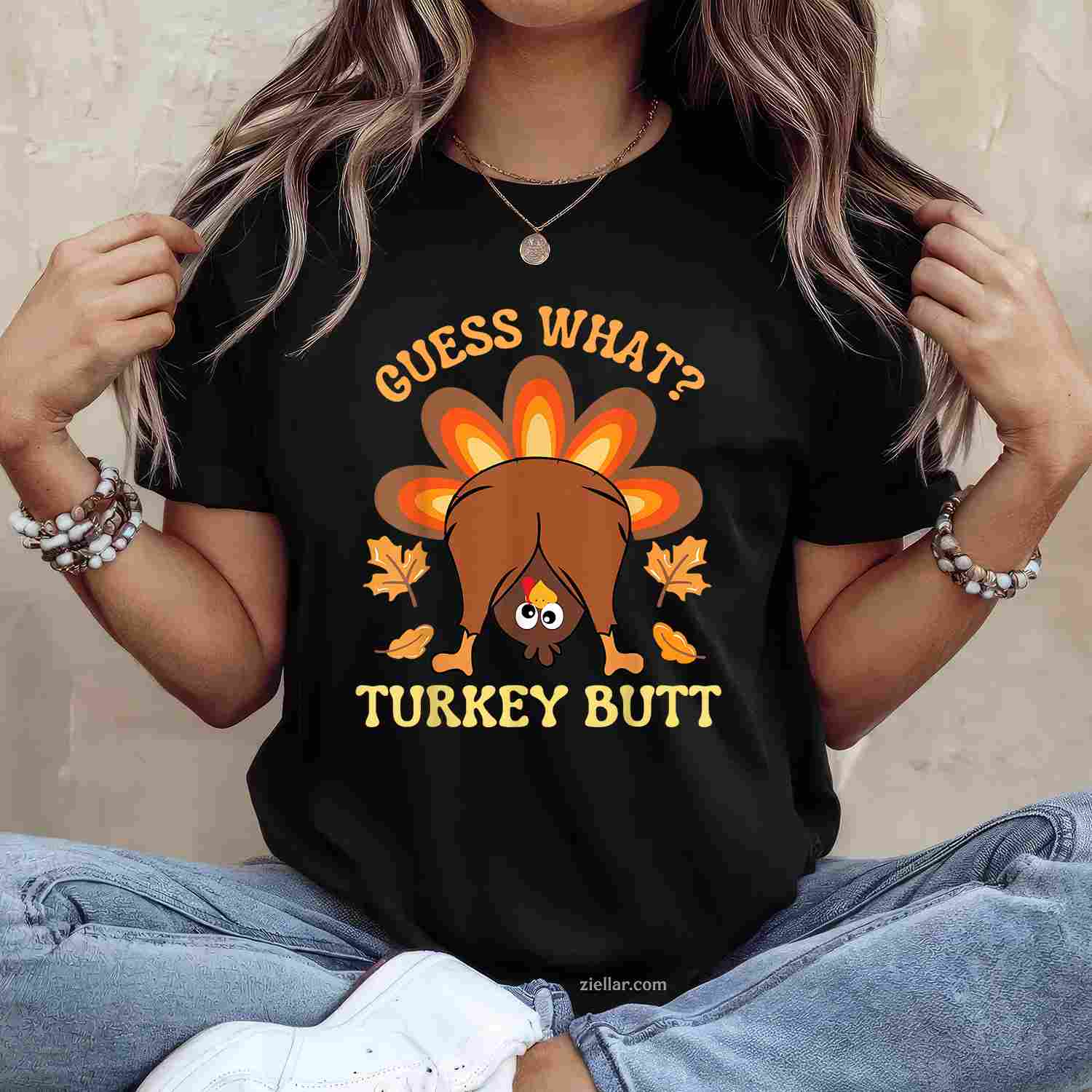 Funny Thanksgiving Guess What Turkey Butt T-Shirt and Tee for Adults Men Women Unisex