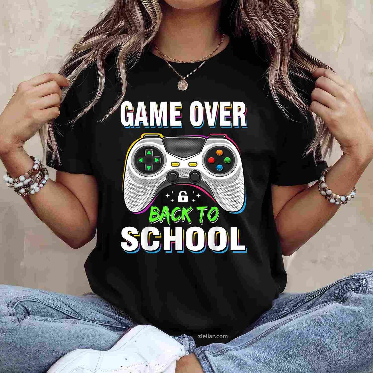 Game Over Back To School Shirt Funny First Day School T-Shirt Tee for Men Women Adults Unisex