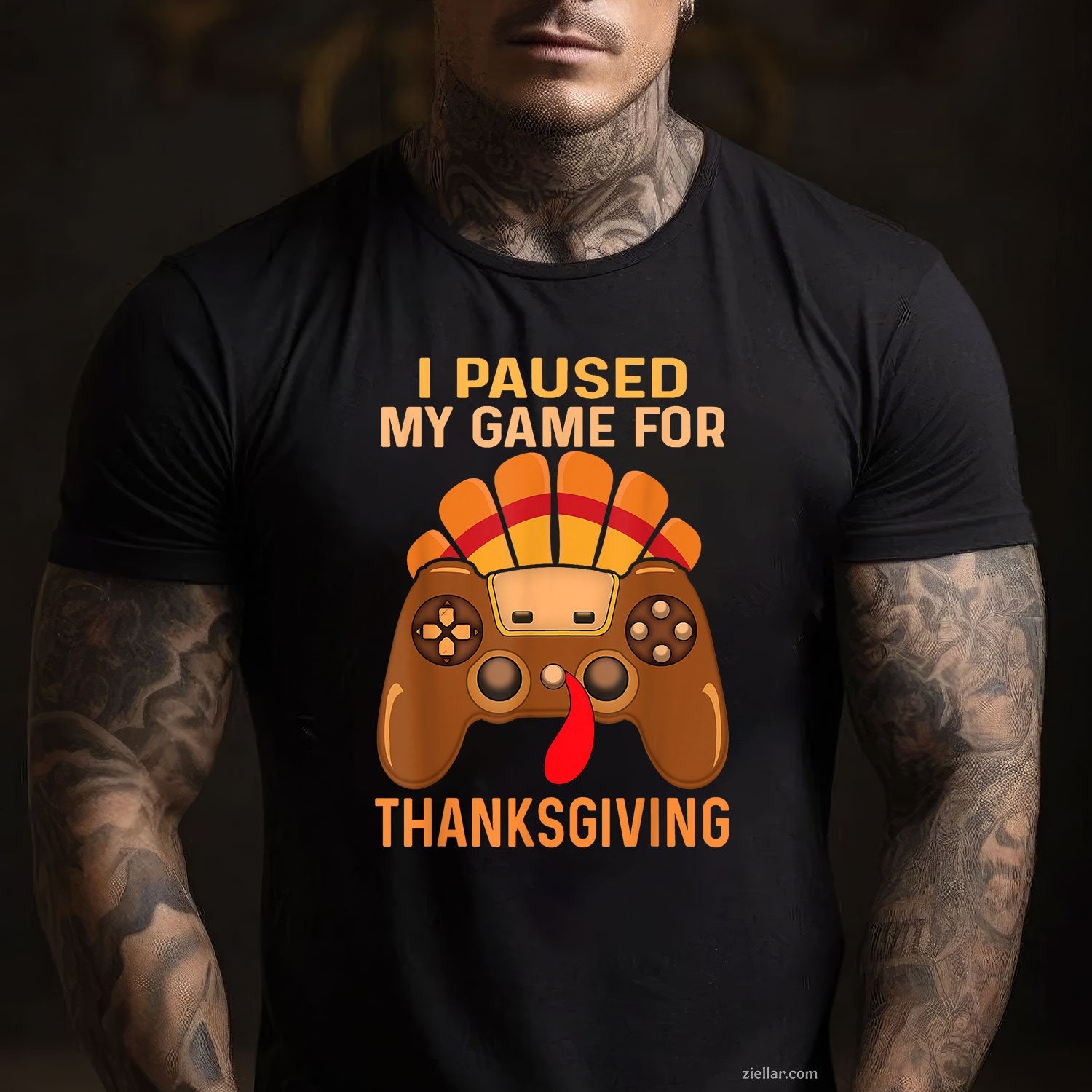 Gaming Turkey Fall Tee and T-Shirt, Funny Thanksgiving Gamer T-Shirt for Adults