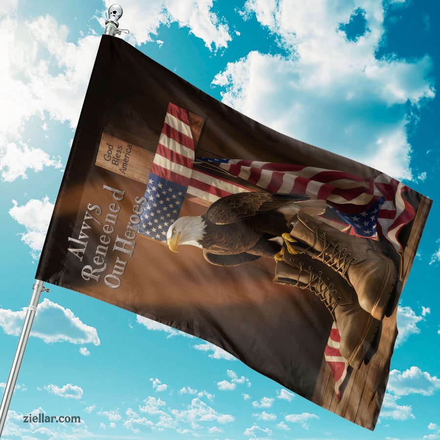 Garden Flag Always Remember Our Heroes Yard Banner Patriotic USA Decor