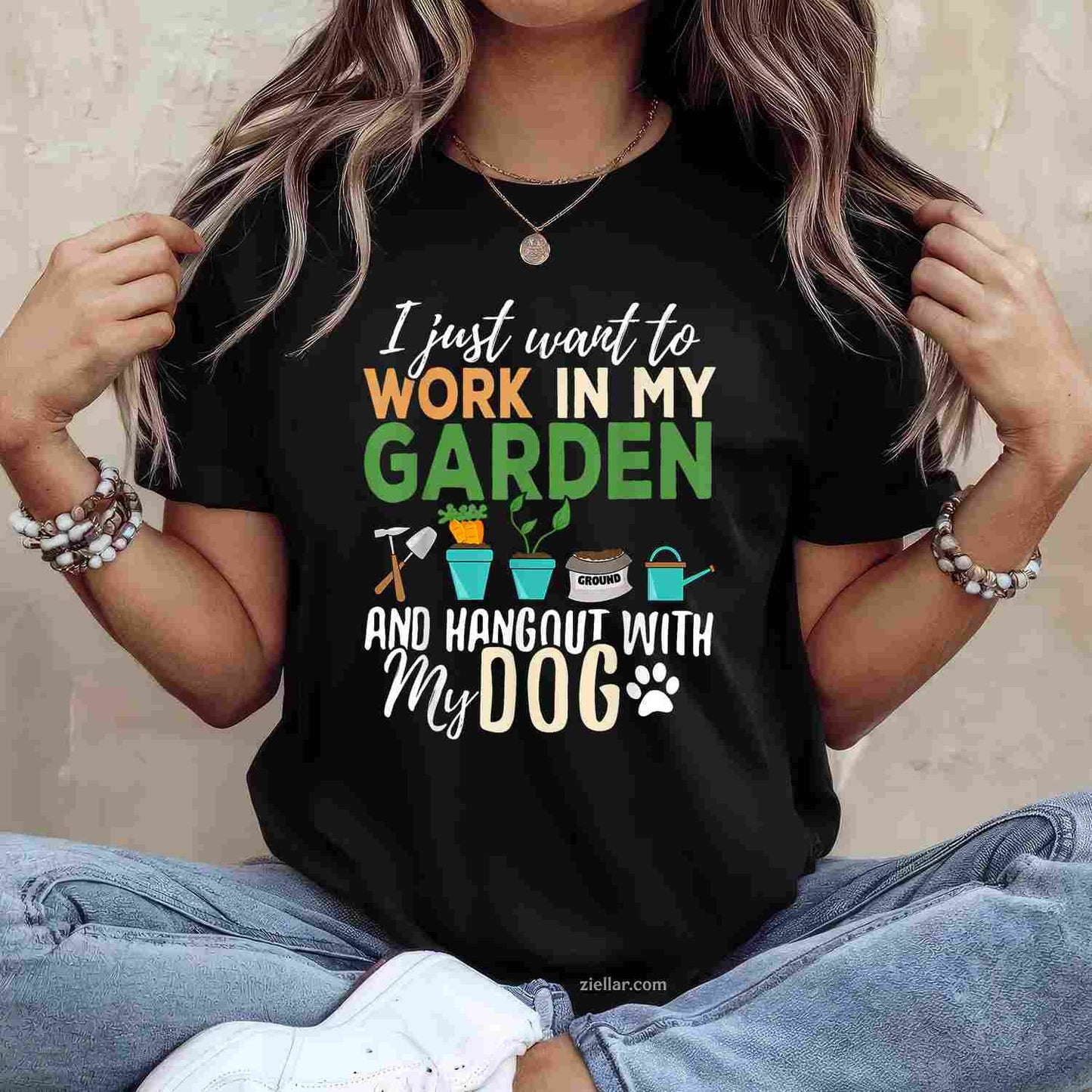 Gardening T-Shirt For Dog Lovers, Gardener Garden Pet Gift Plants Vintage Graphic Tee