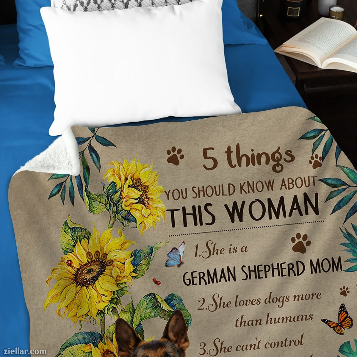 German Shepherd Mom Quilt Blanket, Fleece Blanket Gift for Dog Lover Woman with Quotes