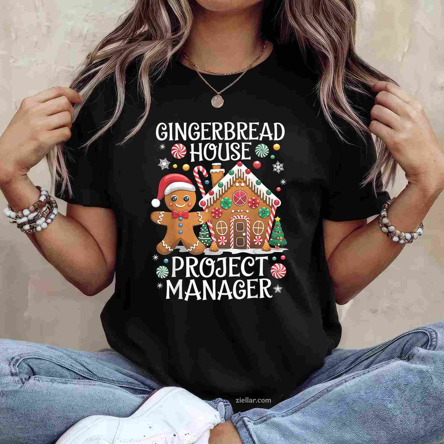 Gingerbread House Project Manager Cookie Baking Christmas T-Shirt, A Funny Gingerbread House Project Manager Tee