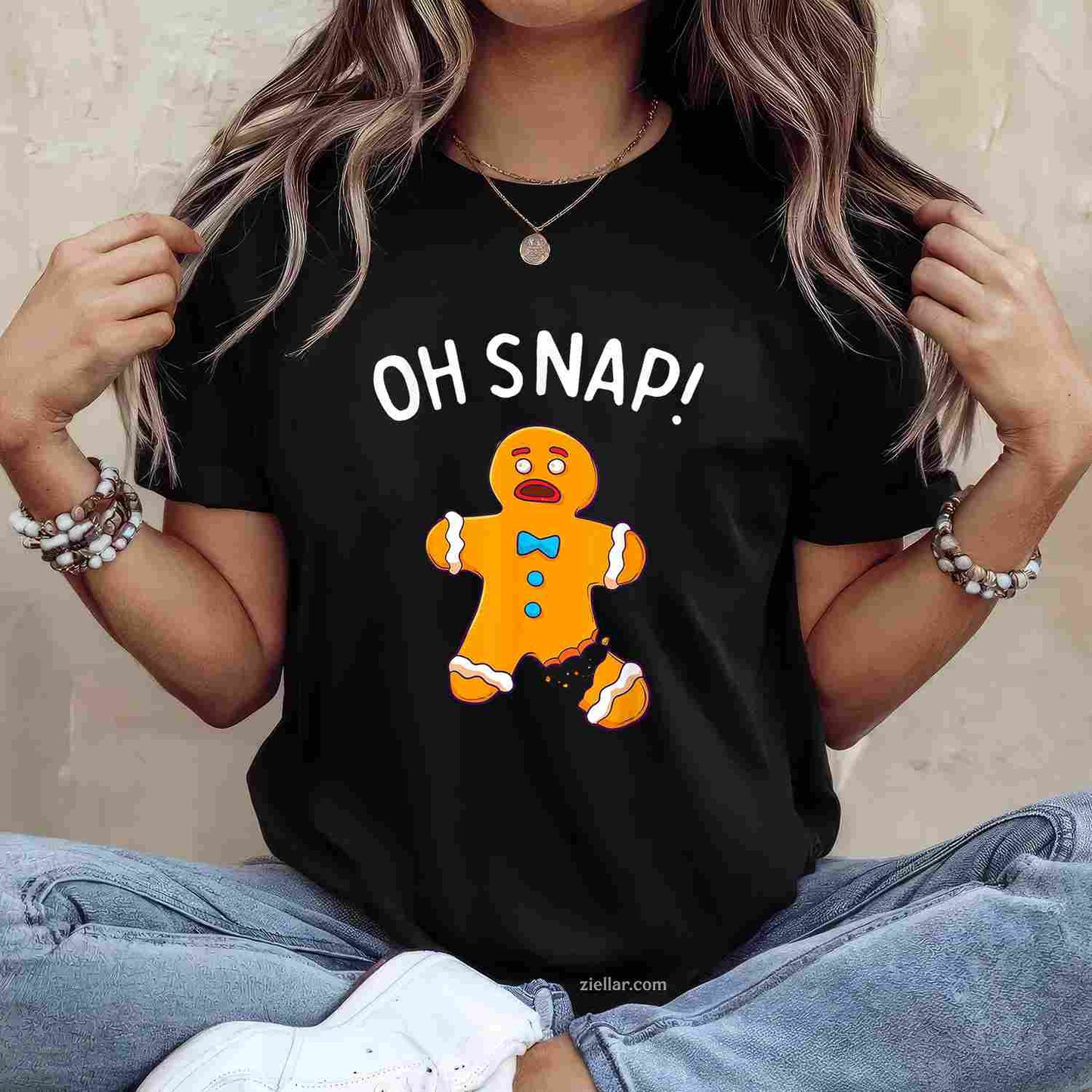 Gingerbread Man Oh Snap Christmas Funny Cookie Baking Gift Short Sleeve T-Shirt, An Oh Snap Gingerbread Man Tee