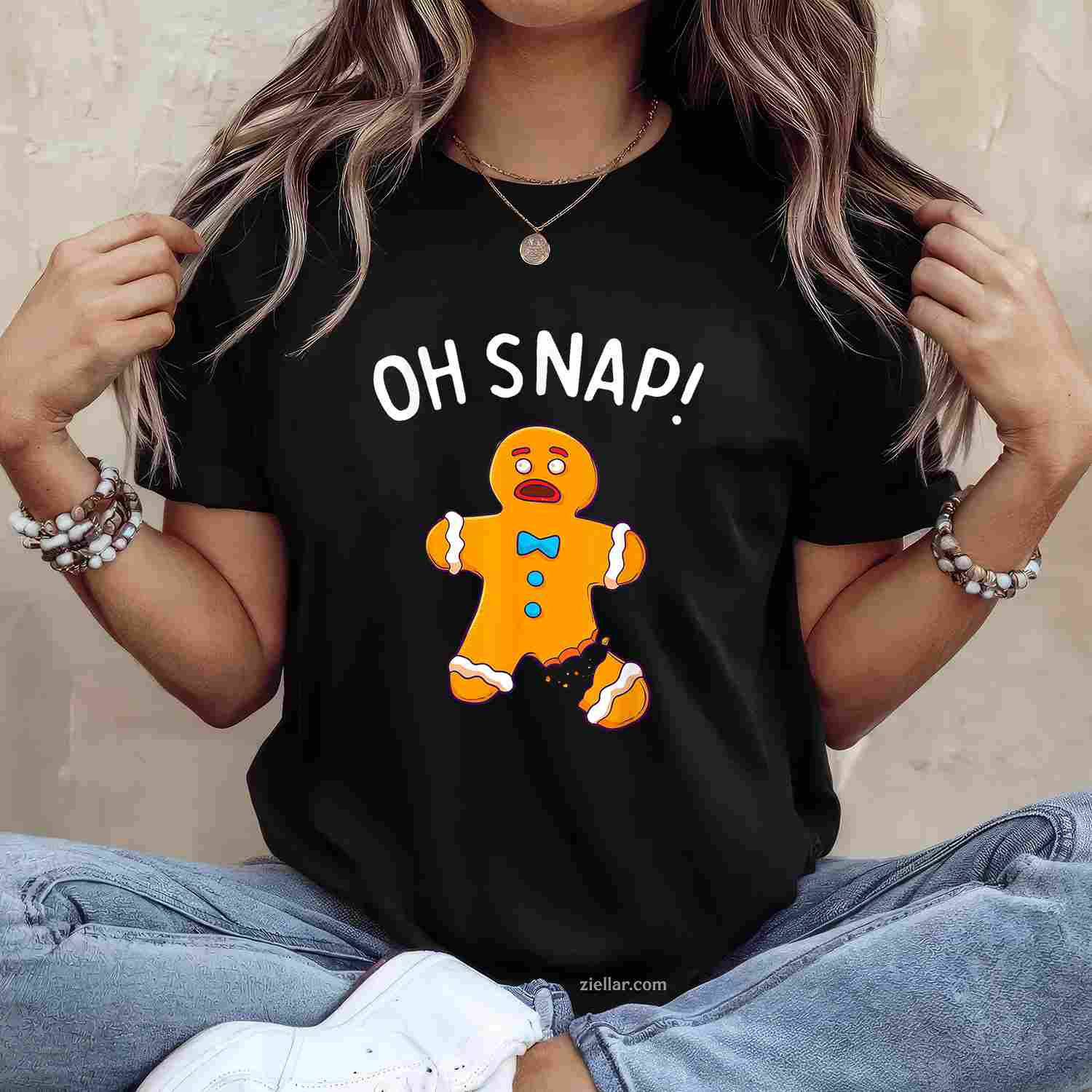 Gingerbread Man Oh Snap Christmas Funny Cookie Baking Gift Short Sleeve T-Shirt, An Oh Snap Gingerbread Man Tee