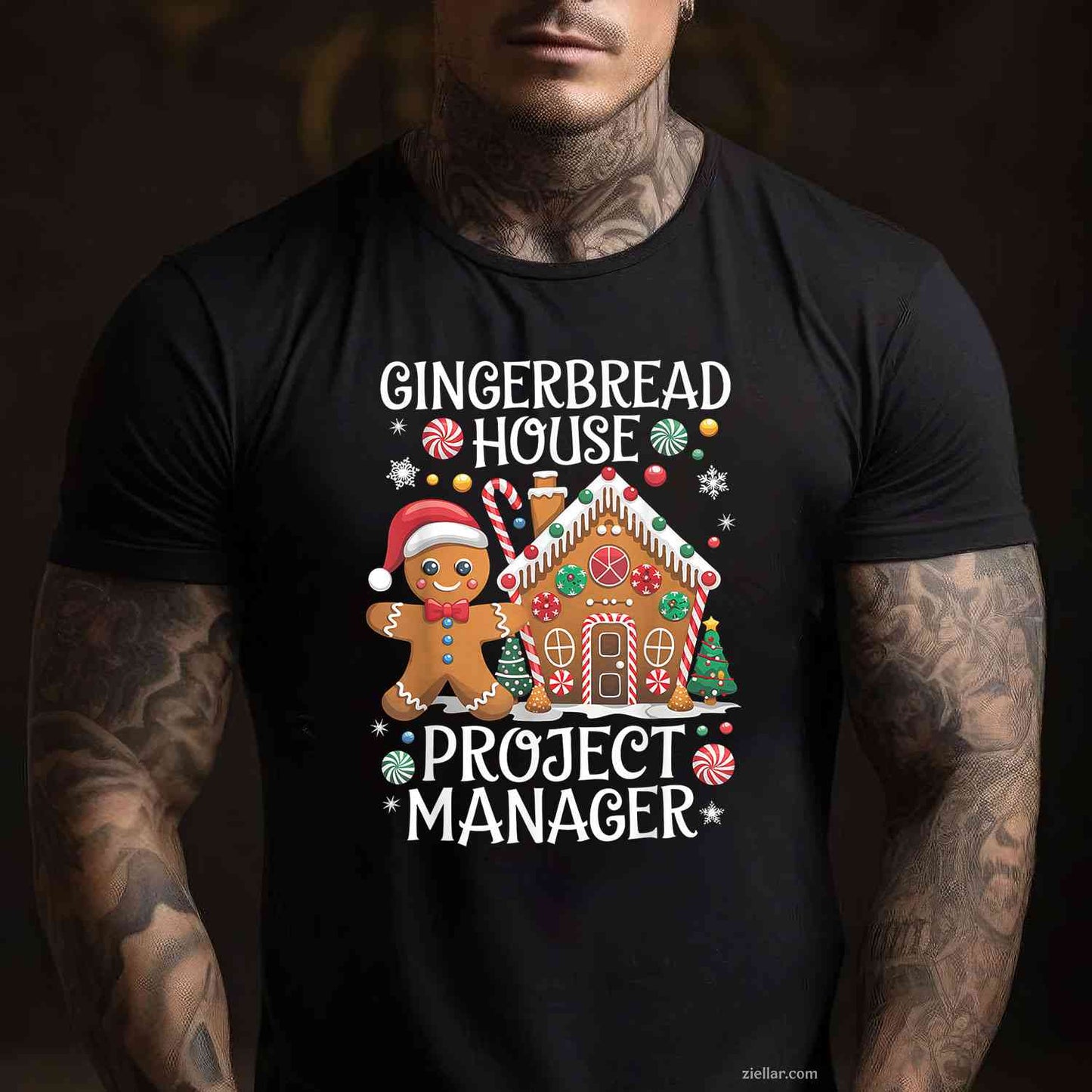 Gingerbread House Project Manager Cookie Baking Christmas T-Shirt, A Funny Gingerbread House Project Manager Tee