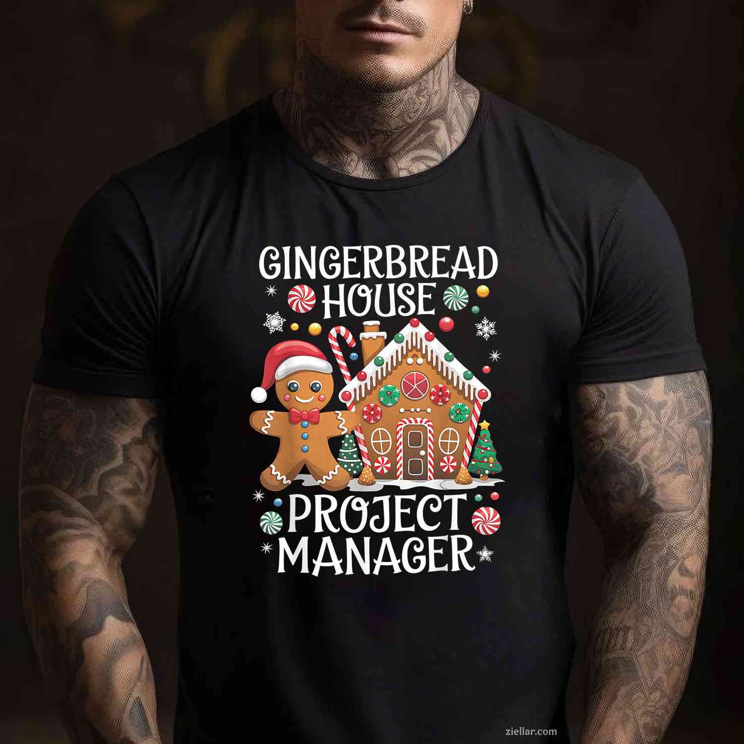 Gingerbread House Project Manager Cookie Baking Christmas T-Shirt, A Funny Gingerbread House Project Manager Tee