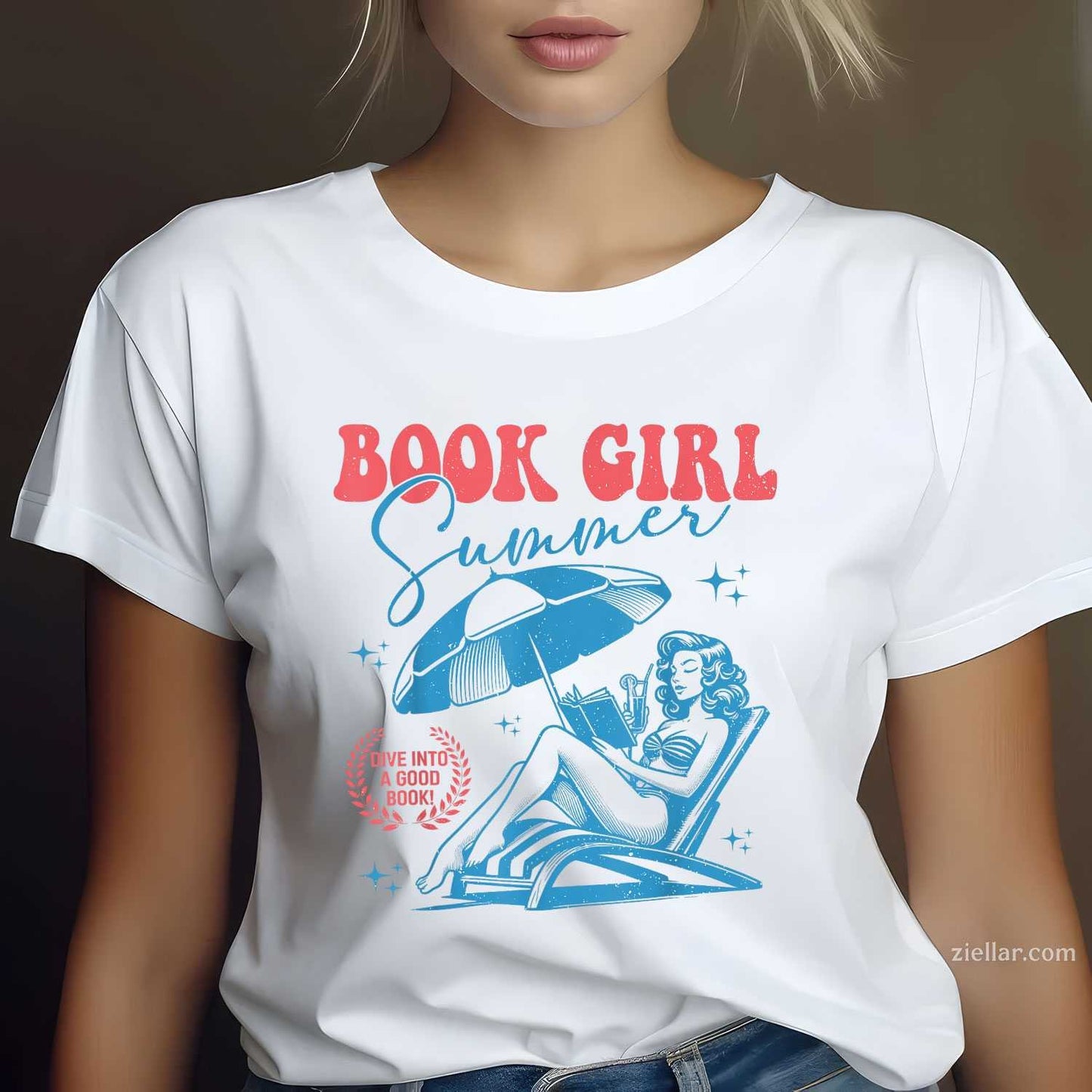 Girl Reading Book Summer Funny Beach Vacation For Book Lover T-Shirt