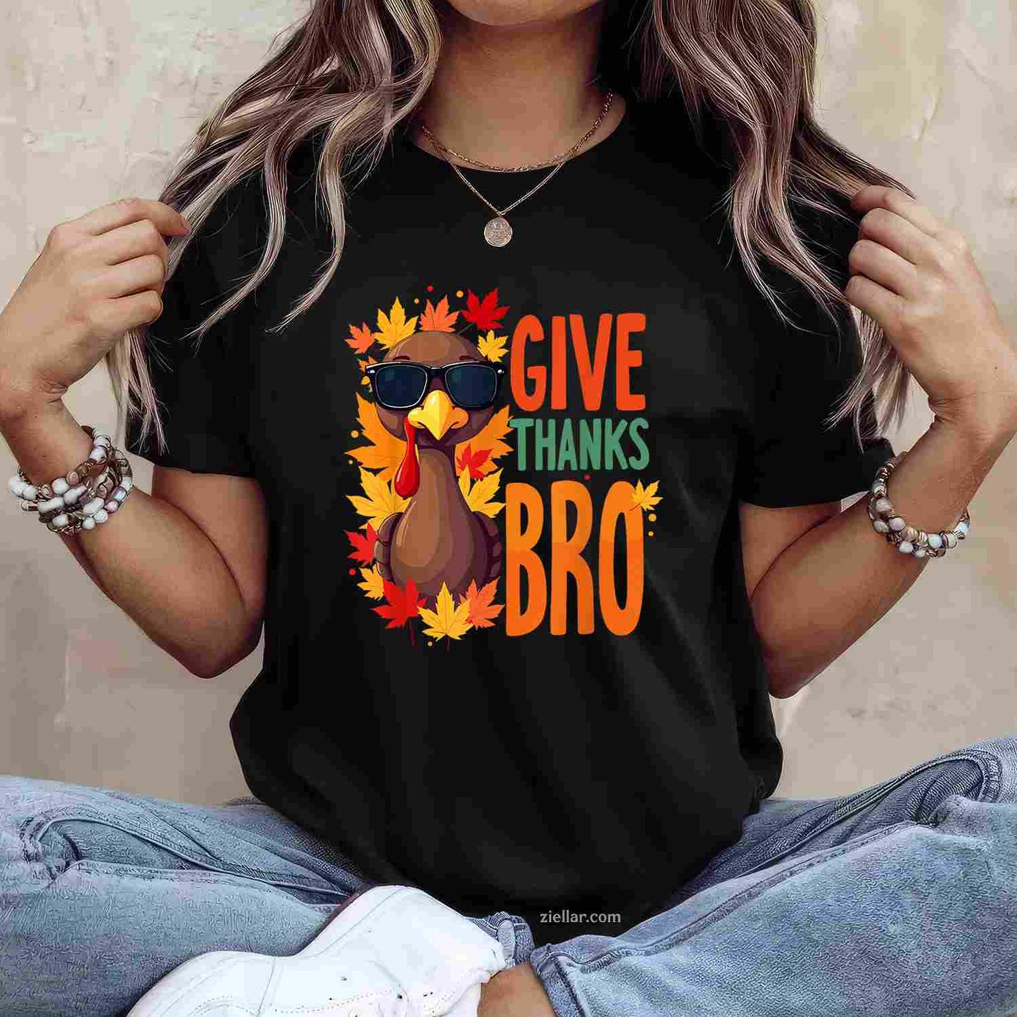 Give Thanks Bro Cute Turkey Thankful Thanksgiving T-Shirt And Tee For Adults