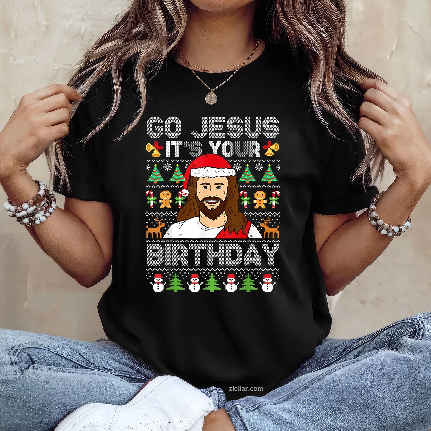 Go Jesus It’s Your Birthday Tee and T-Shirt, Funny Christmas Ugly Sweater T-Shirt for Adults