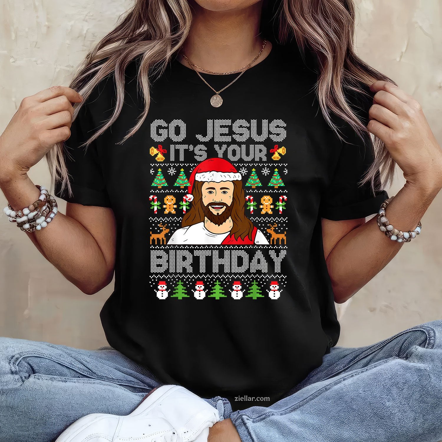 Go Jesus It’s Your Birthday Tee and T-Shirt, Funny Christmas Ugly Sweater T-Shirt for Adults