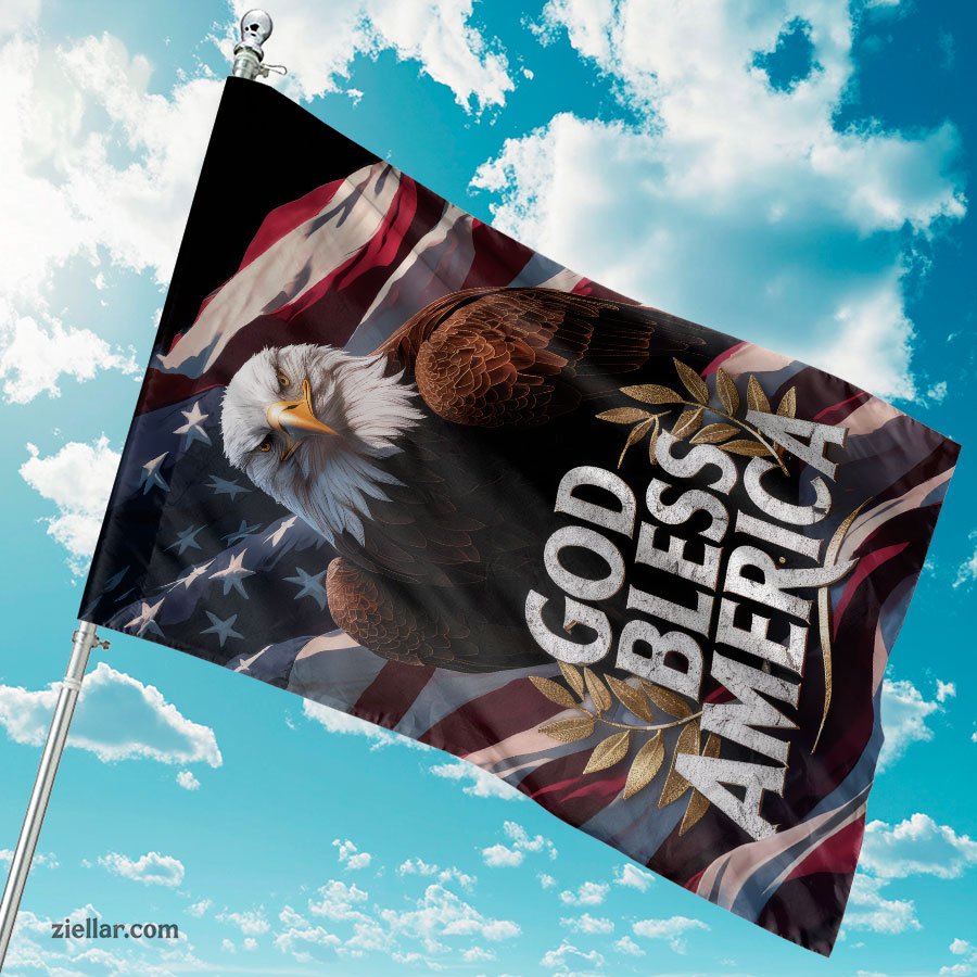 God Bless America Eagle Flag Patriotic Garden Decor Yard Banner USA Pride