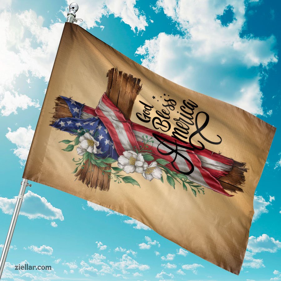 God Bless America House Flag 28x40_ Double Sided Patriotic Yard Decor 4th July