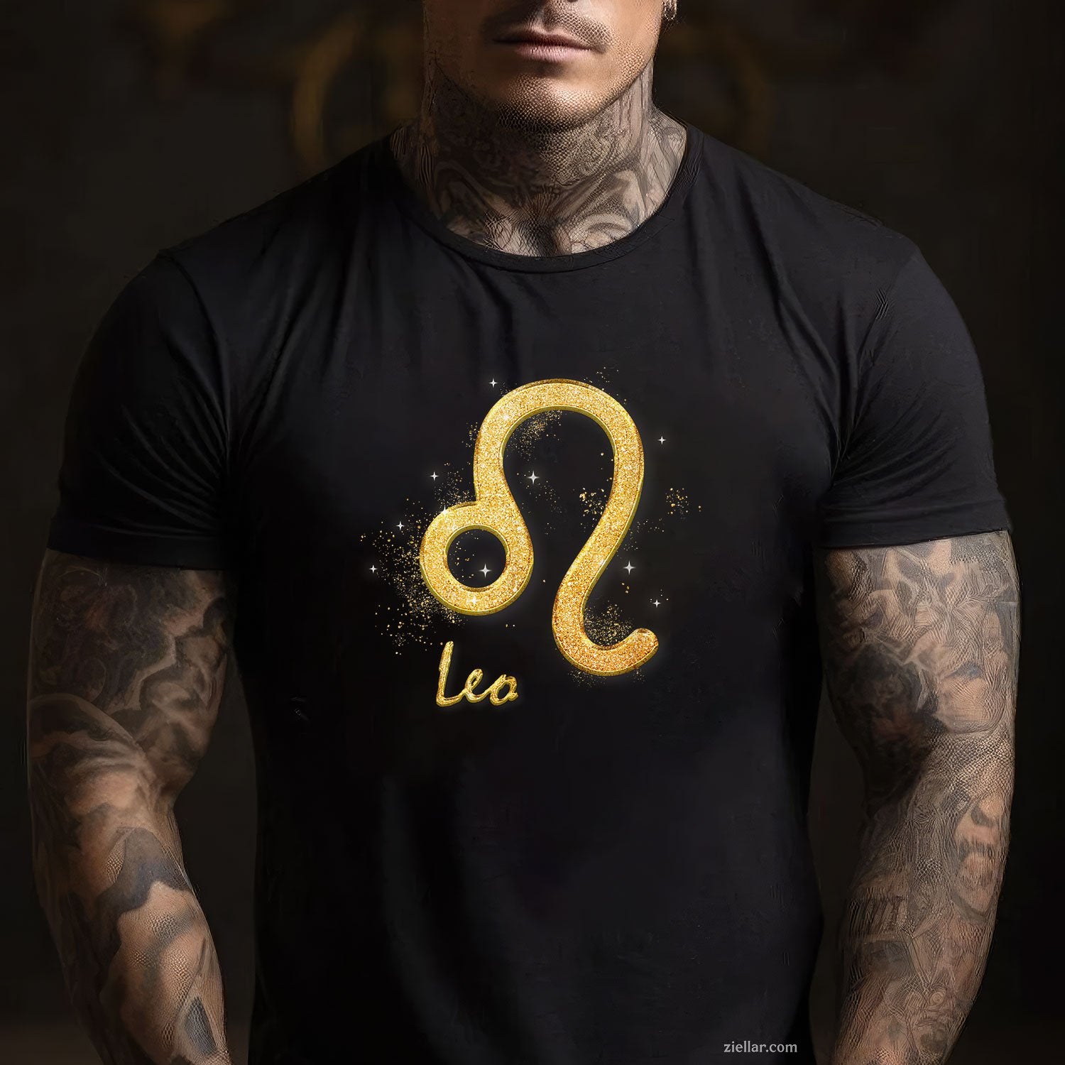 Golden Leo Zodiac Tee and T-Shirt, July August Birthday Astrology T-Shirt Gift for Adults