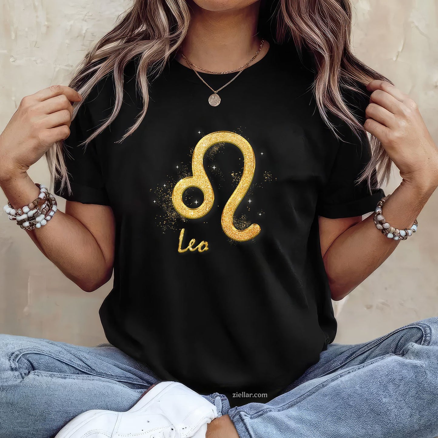 Golden Leo Zodiac Tee and T-Shirt, July August Birthday Astrology T-Shirt Gift for Adults