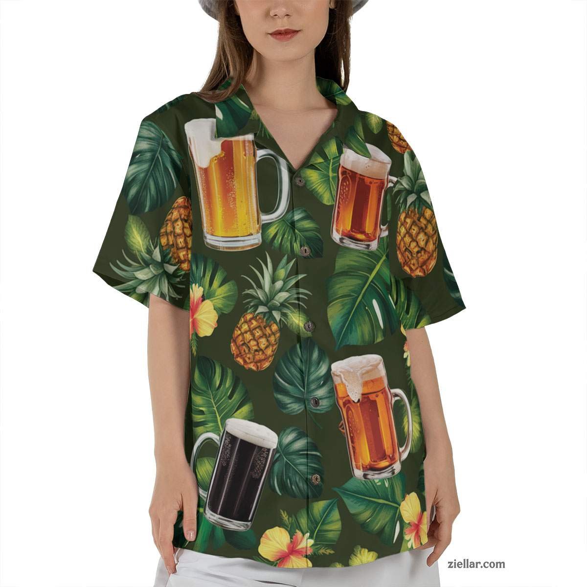 Green Beer Pineapple Hawaiian Shirt and Tee, Aloha Style Summer Party Shirt