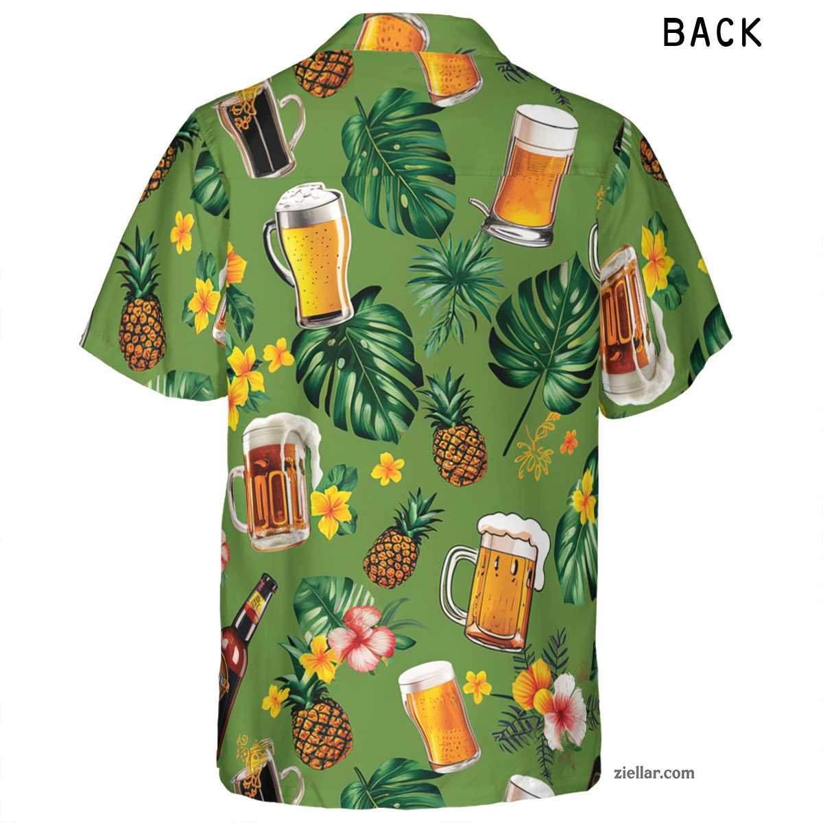 Green Beer Pineapple Hawaiian Shirt Tee, Unisex Aloha Vacation Beach Shirt
