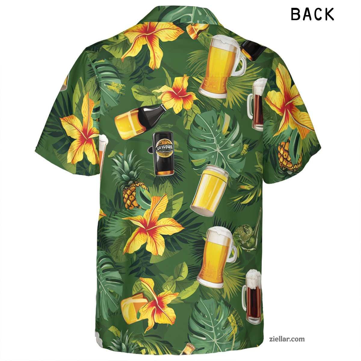 Green Beer & Pineapple Hawaiian Shirt and Tee, Fun Summer Aloha Beachwear