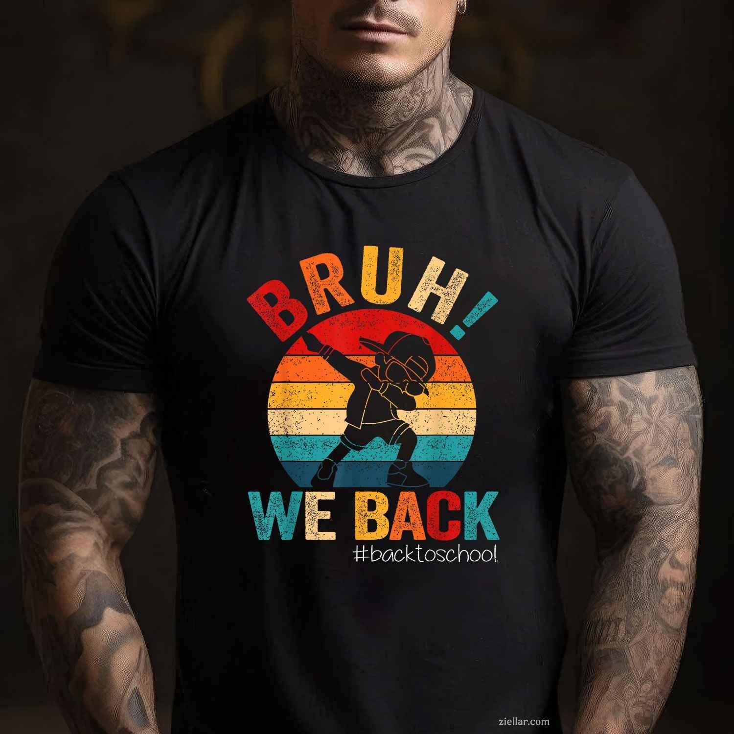 Groovy Bruh We Back Teachers Funny Back To School T-Shirt Tee for Men Women Adults Unisex