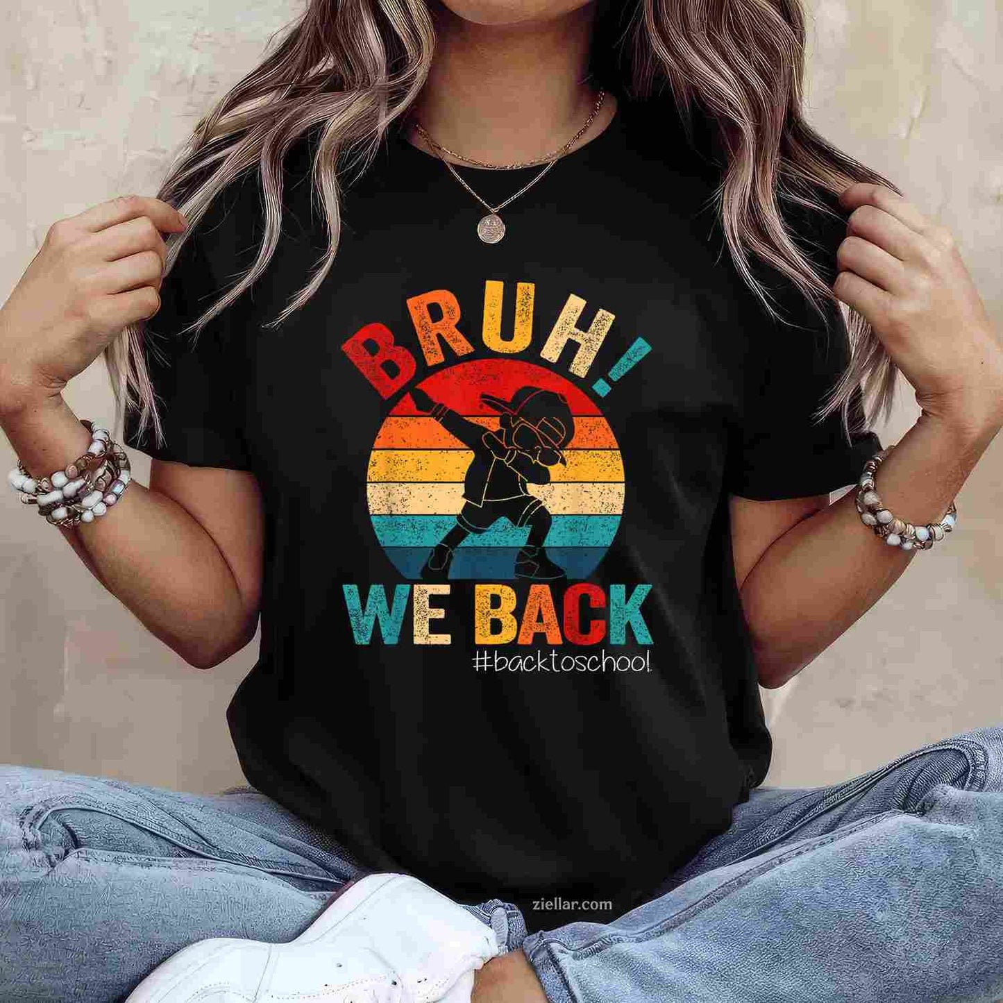 Groovy Bruh We Back Teachers Funny Back To School T-Shirt Tee for Men Women Adults Unisex