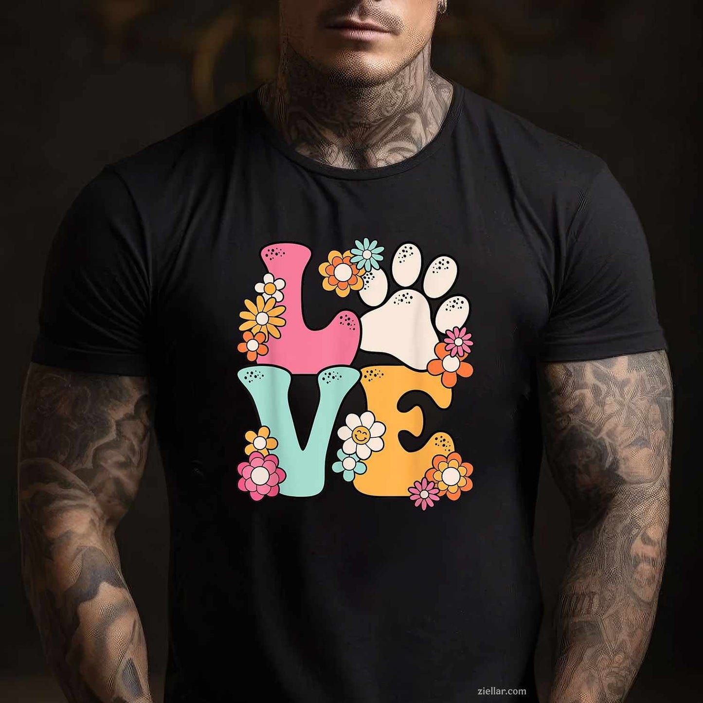 Groovy Paw Love Cat Dog Lover T-Shirt, Vintage Graphic Tee For Pet Owner Women Adults