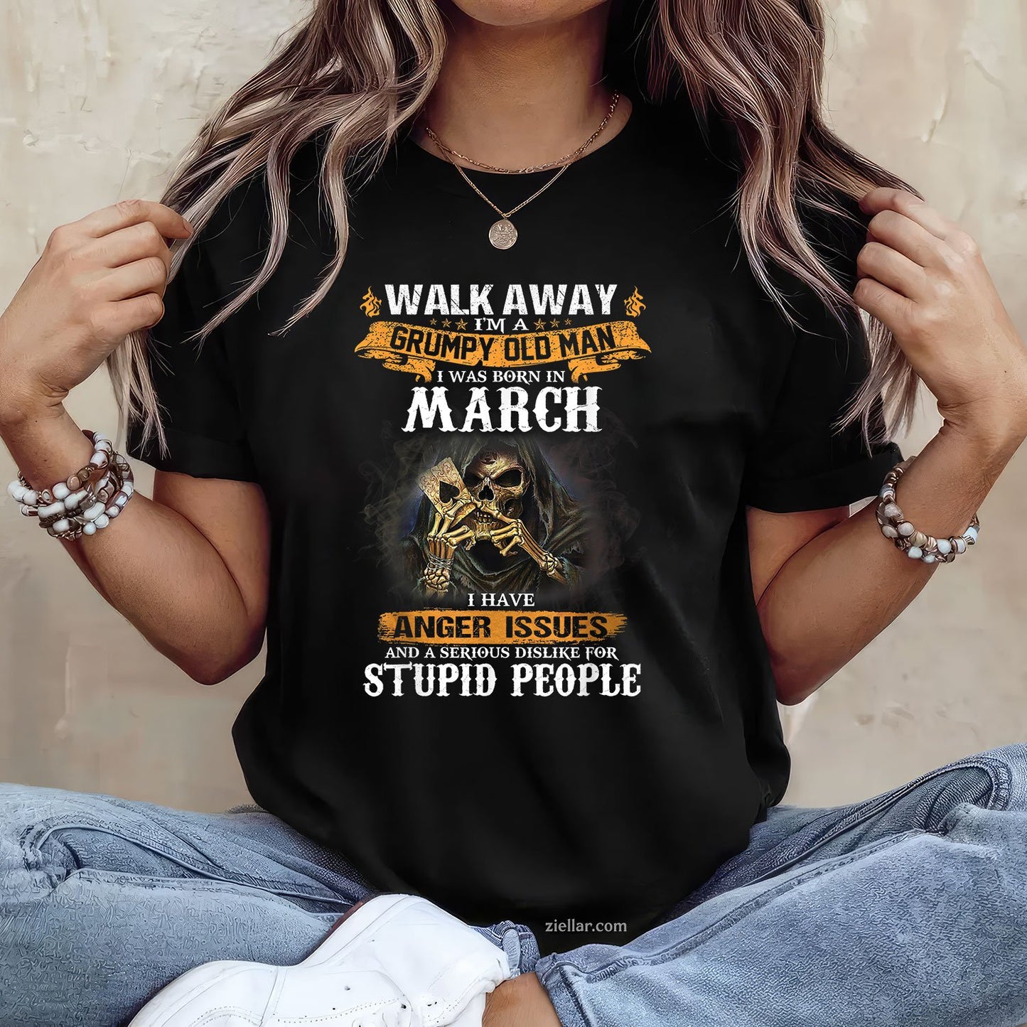 Grumpy Old Man March Tee and T-Shirt, Funny Birthday T-Shirt Gift for Men Adults