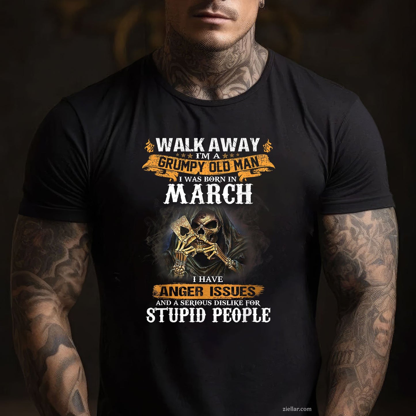 Grumpy Old Man March Tee and T-Shirt, Funny Birthday T-Shirt Gift for Men Adults