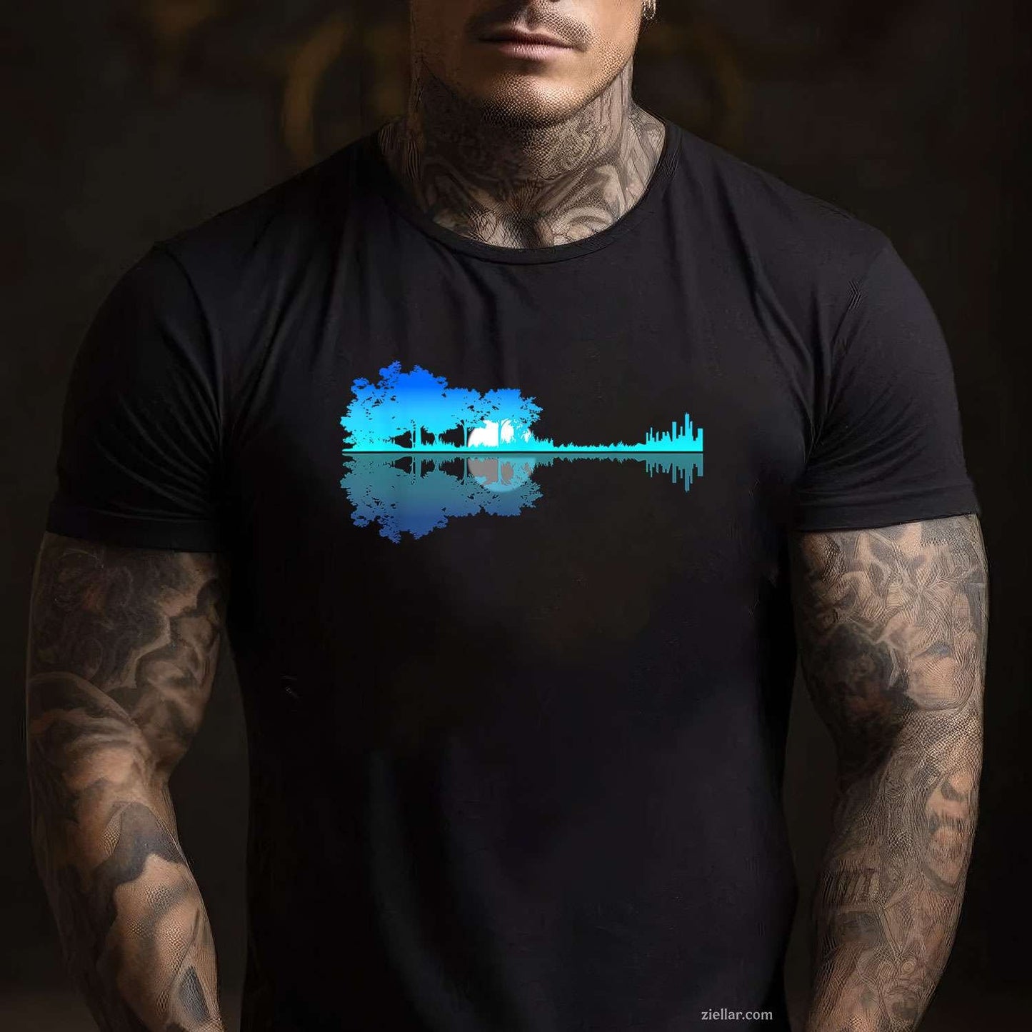Guitar Lake Shadow Love Guitar Musician T-Shirt, Vintage Graphic Tee For Acoustic, Electric Player