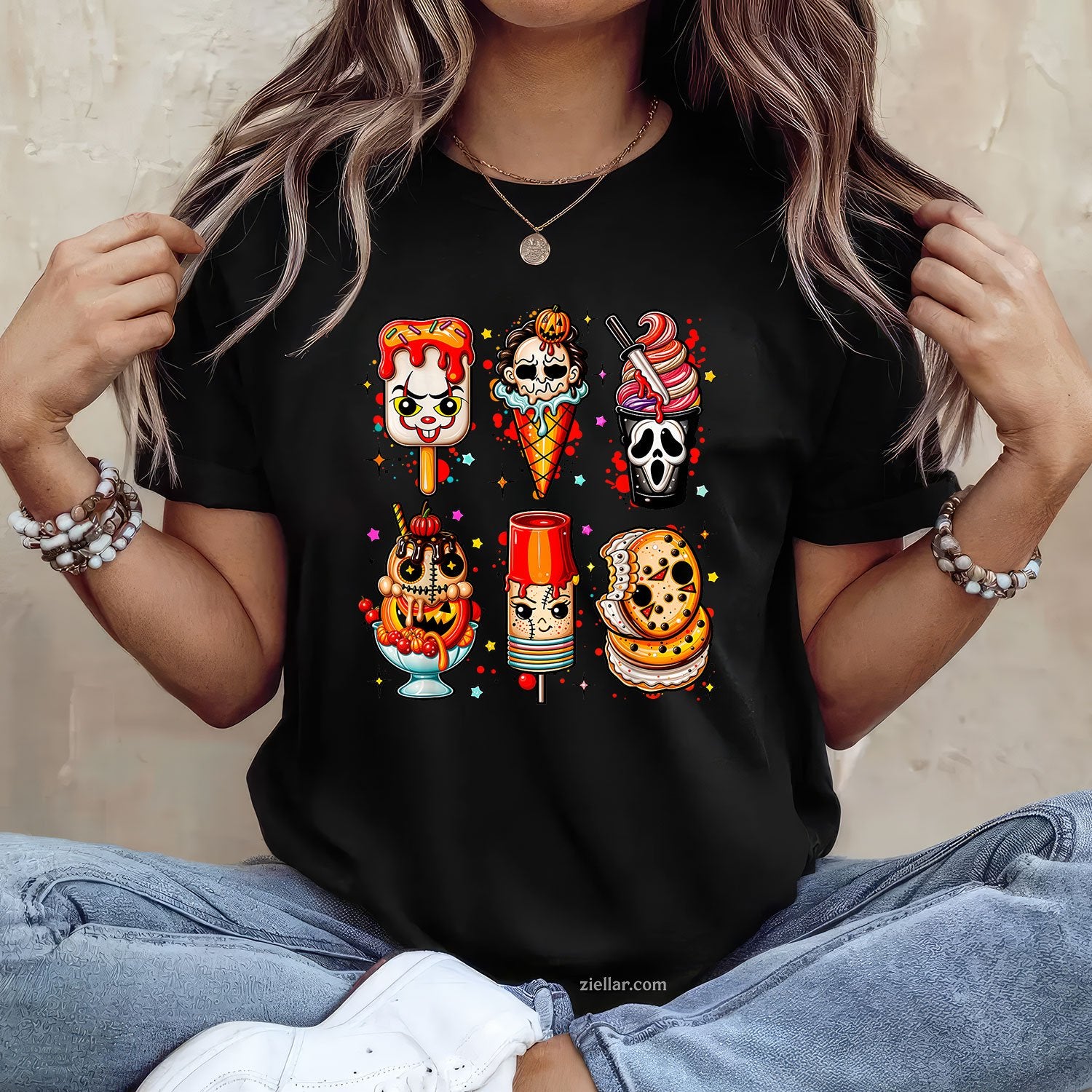 Halloween Horror Movie Popsicle Tee and T-Shirt, Summerween Ice Cream T-Shirt for Adults