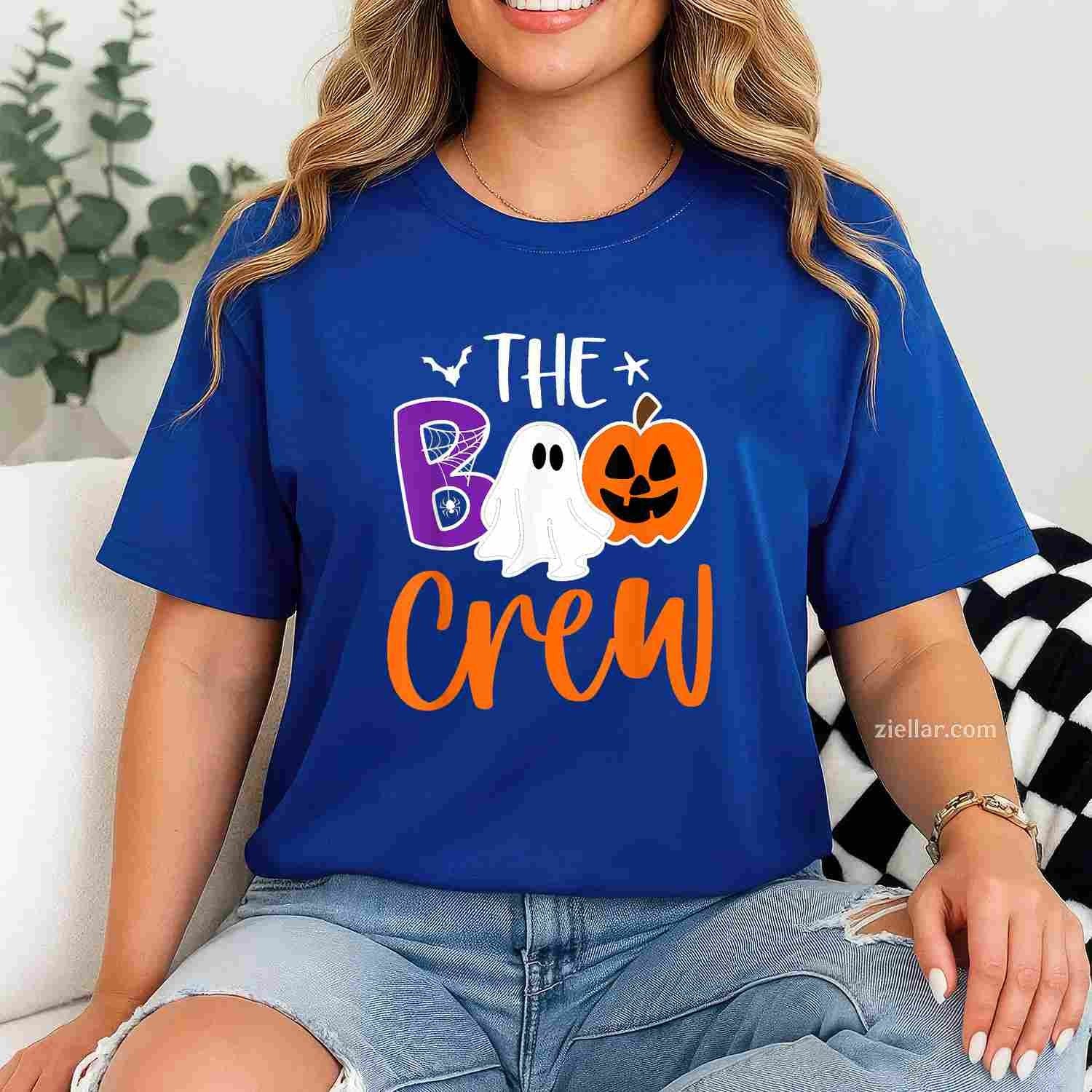 Halloween The Boo Crew Cute Ghost Spooky Family Matching Tee, Halloween T-Shirt for Men Women Adults Unisex, Bold Statement Graphic, Party Outfit Favorite