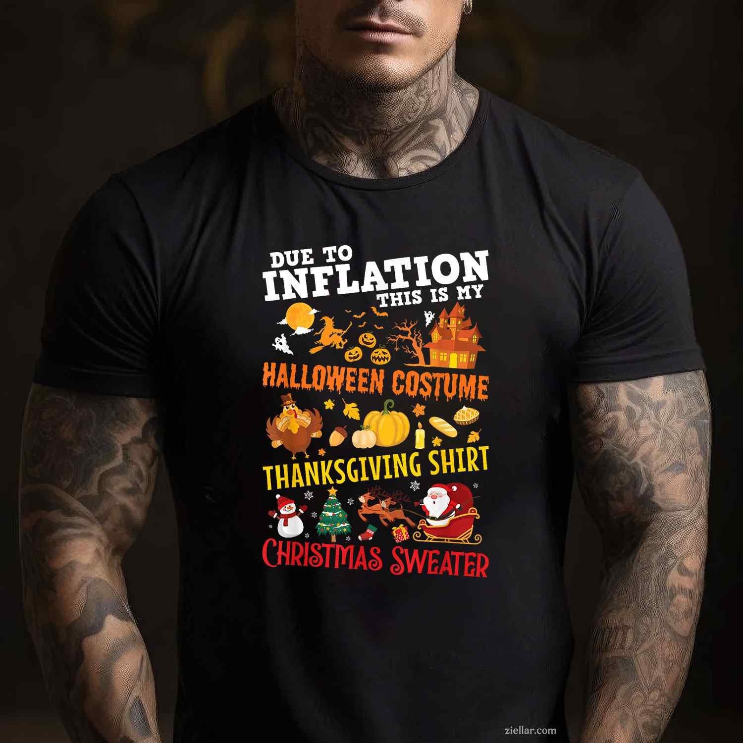 Halloween Costume, Thanksgiving, Ugly Christmas Sweater Funny Graphic Tee and T-Shirt Gift for Adults Men Women Unisex