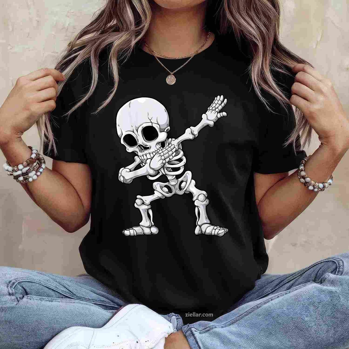 Halloween Men Dabbing Skeleton Skull Rib Cage Dab Dance Tee, Halloween T-Shirt for Men Women Adults Unisex, Vintage Retro Graphic, Funny Novelty Gift