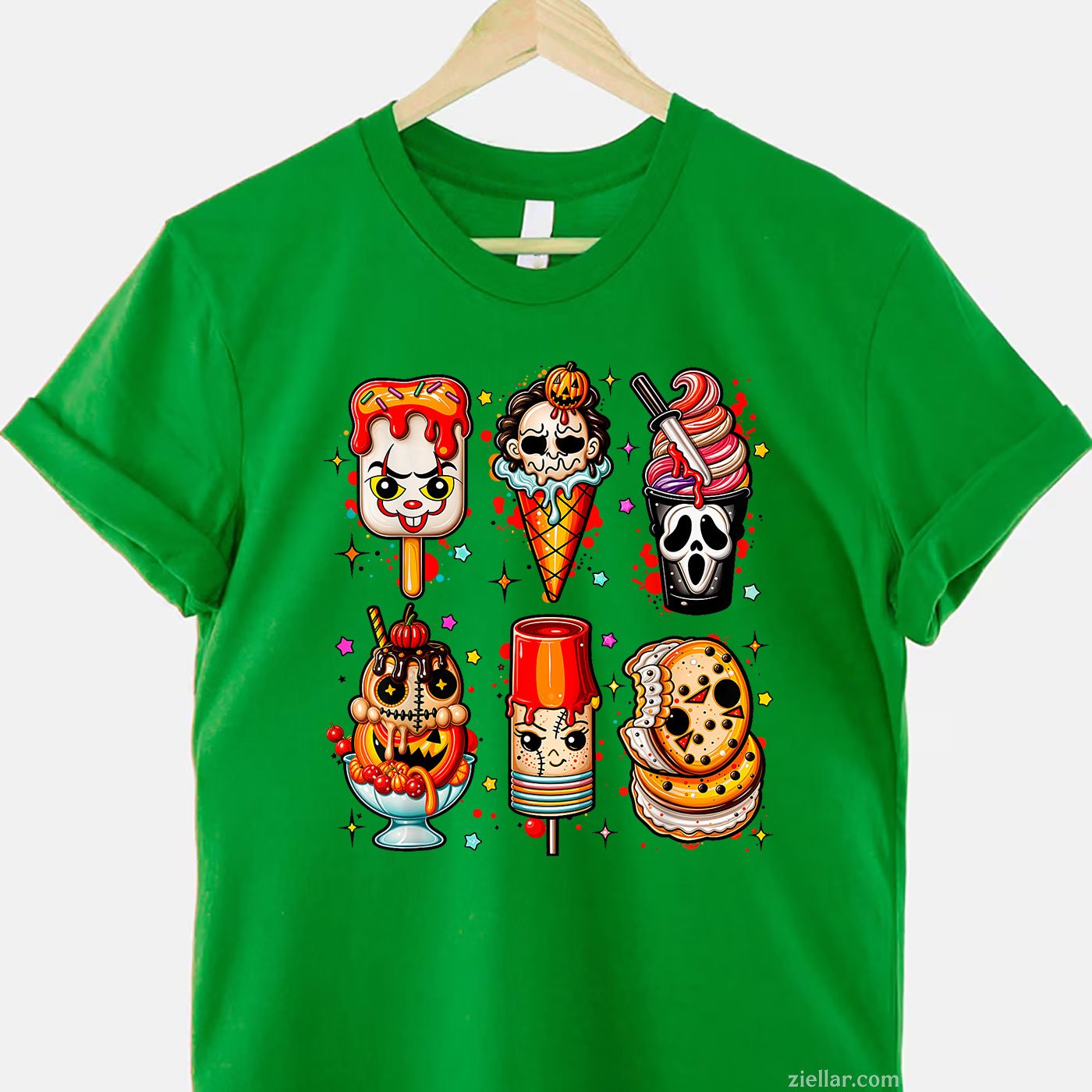 Halloween Horror Movie Popsicle Tee and T-Shirt, Summerween Ice Cream T-Shirt for Adults