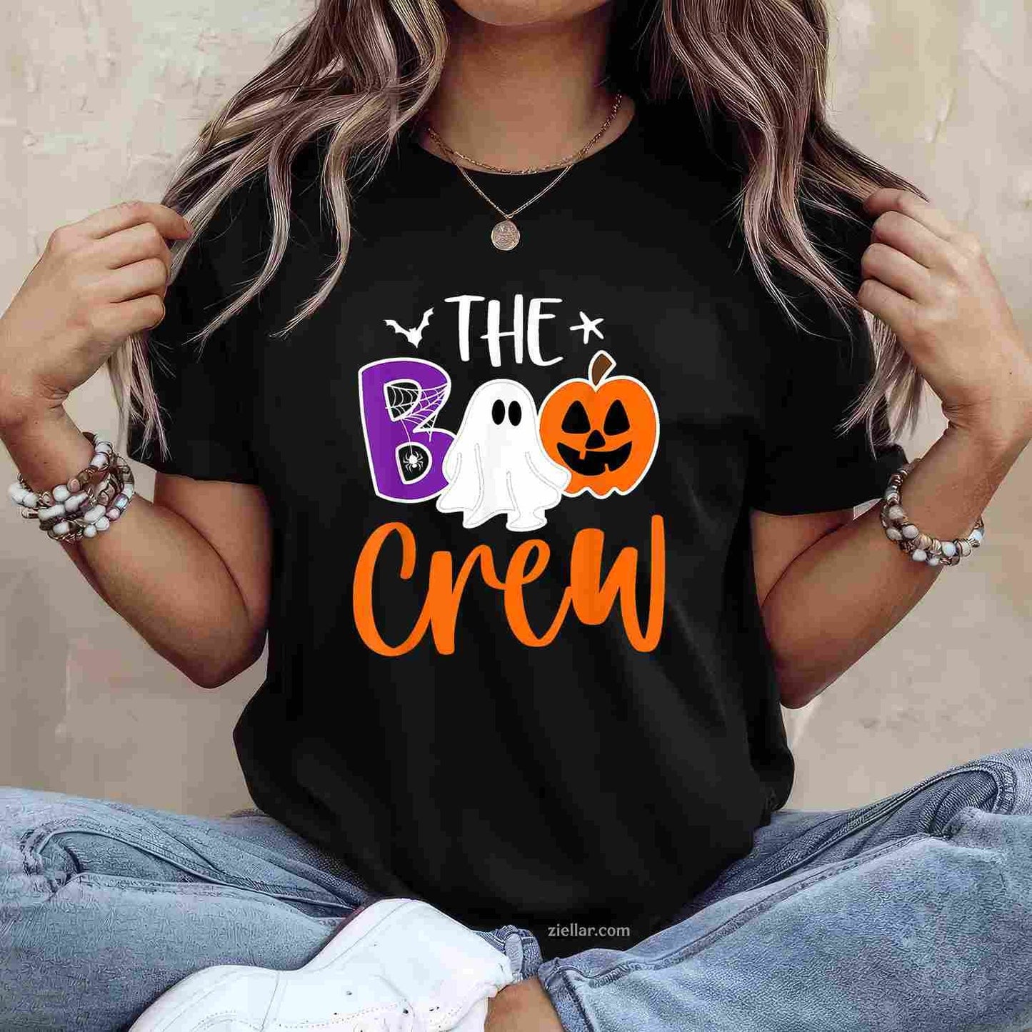 Halloween The Boo Crew Cute Ghost Spooky Family Matching Tee, Halloween T-Shirt for Men Women Adults Unisex, Bold Statement Graphic, Party Outfit Favorite