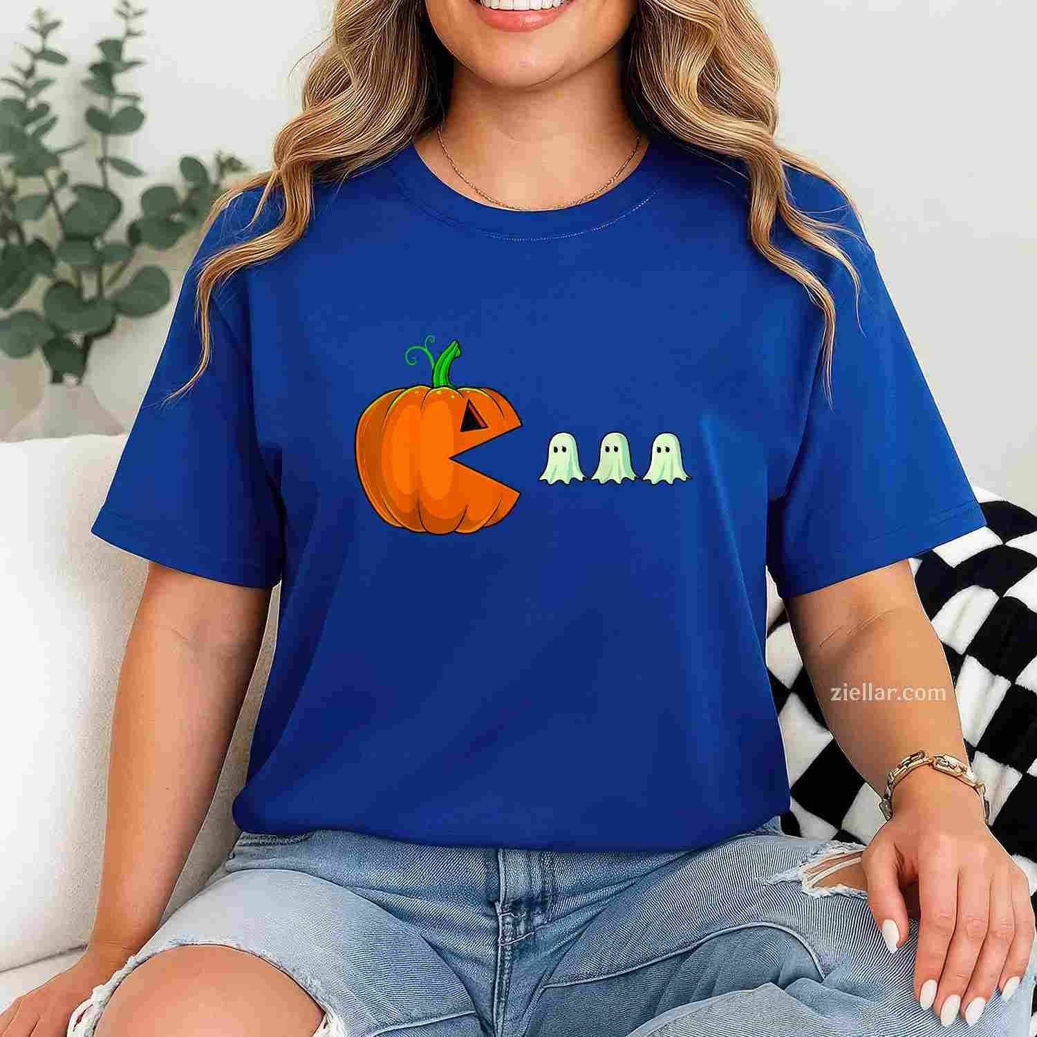 Halloween Pumpkin Funny Ghosts Women Men Tee, Halloween T-Shirt for Men Women Adults Unisex, Bold Statement Graphic, Party Outfit Favorite