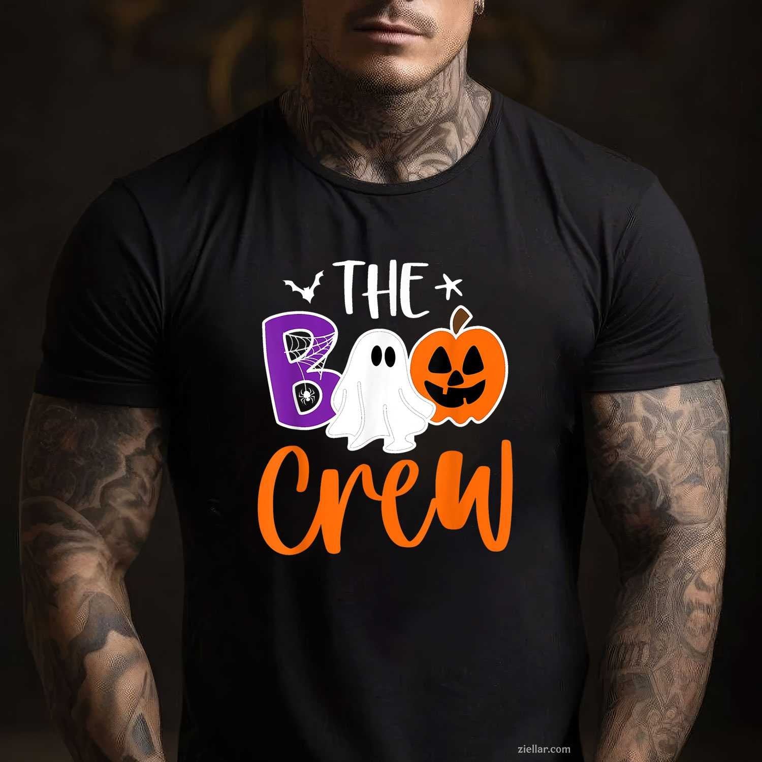 Halloween The Boo Crew Cute Ghost Spooky Family Matching Tee, Halloween T-Shirt for Men Women Adults Unisex, Bold Statement Graphic, Party Outfit Favorite