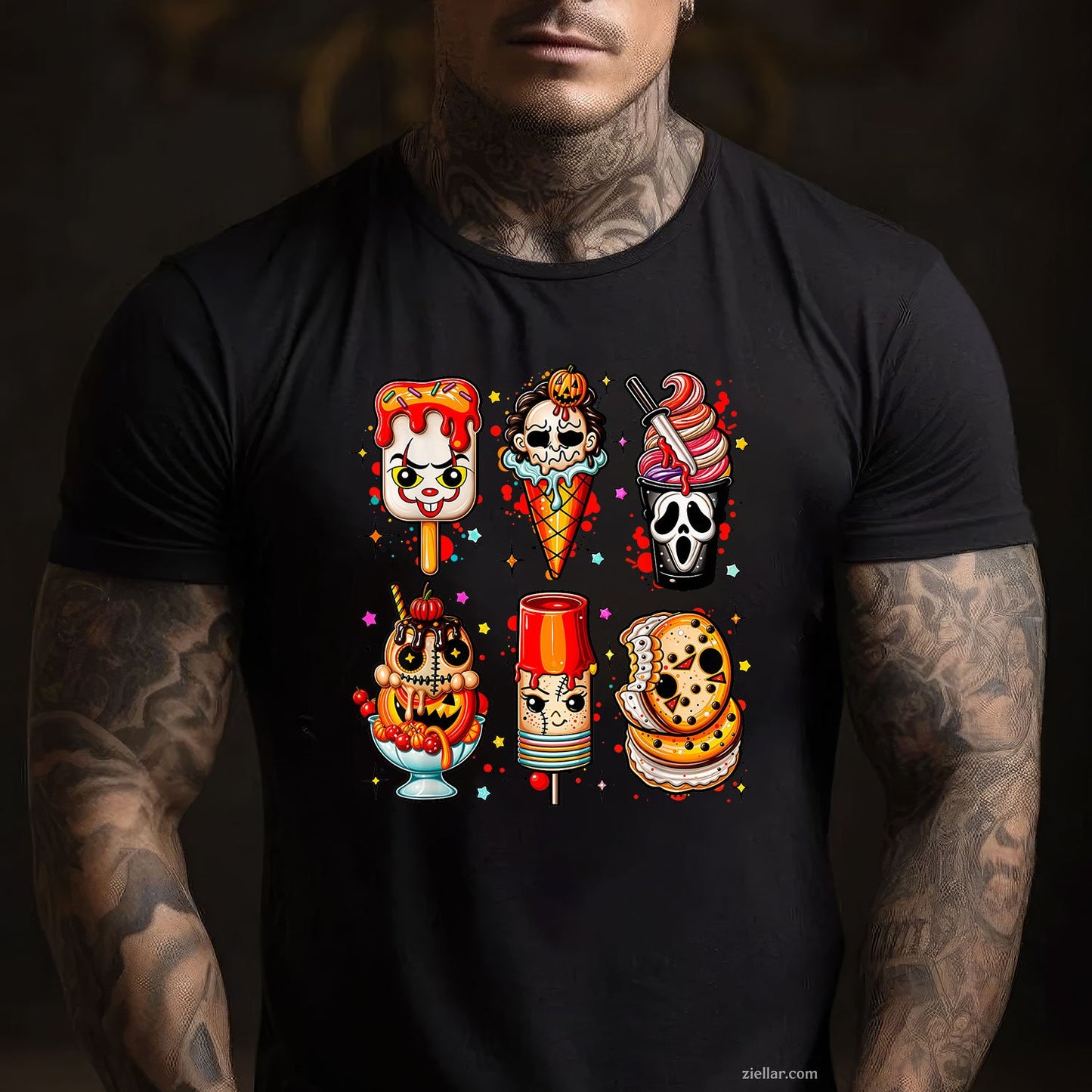 Halloween Horror Movie Popsicle Tee and T-Shirt, Summerween Ice Cream T-Shirt for Adults