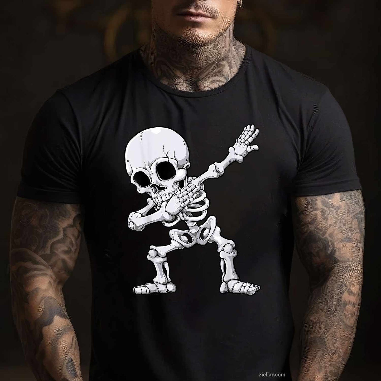 Halloween Men Dabbing Skeleton Skull Rib Cage Dab Dance Tee, Halloween T-Shirt for Men Women Adults Unisex, Vintage Retro Graphic, Funny Novelty Gift
