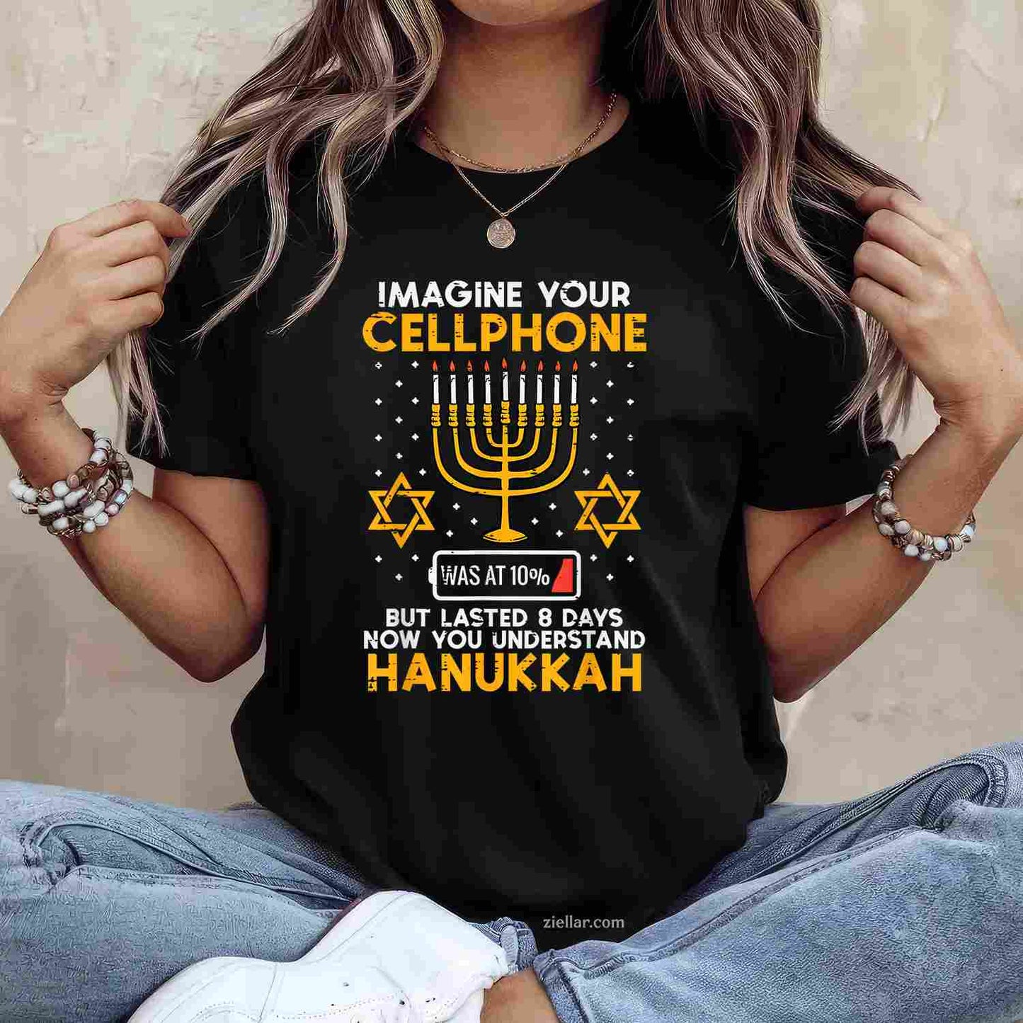 Hanukkah Imagine Your Cellphone Chanukah Jew Men Women T-Shirt_ Funny Jewish Holiday Tee For Adults