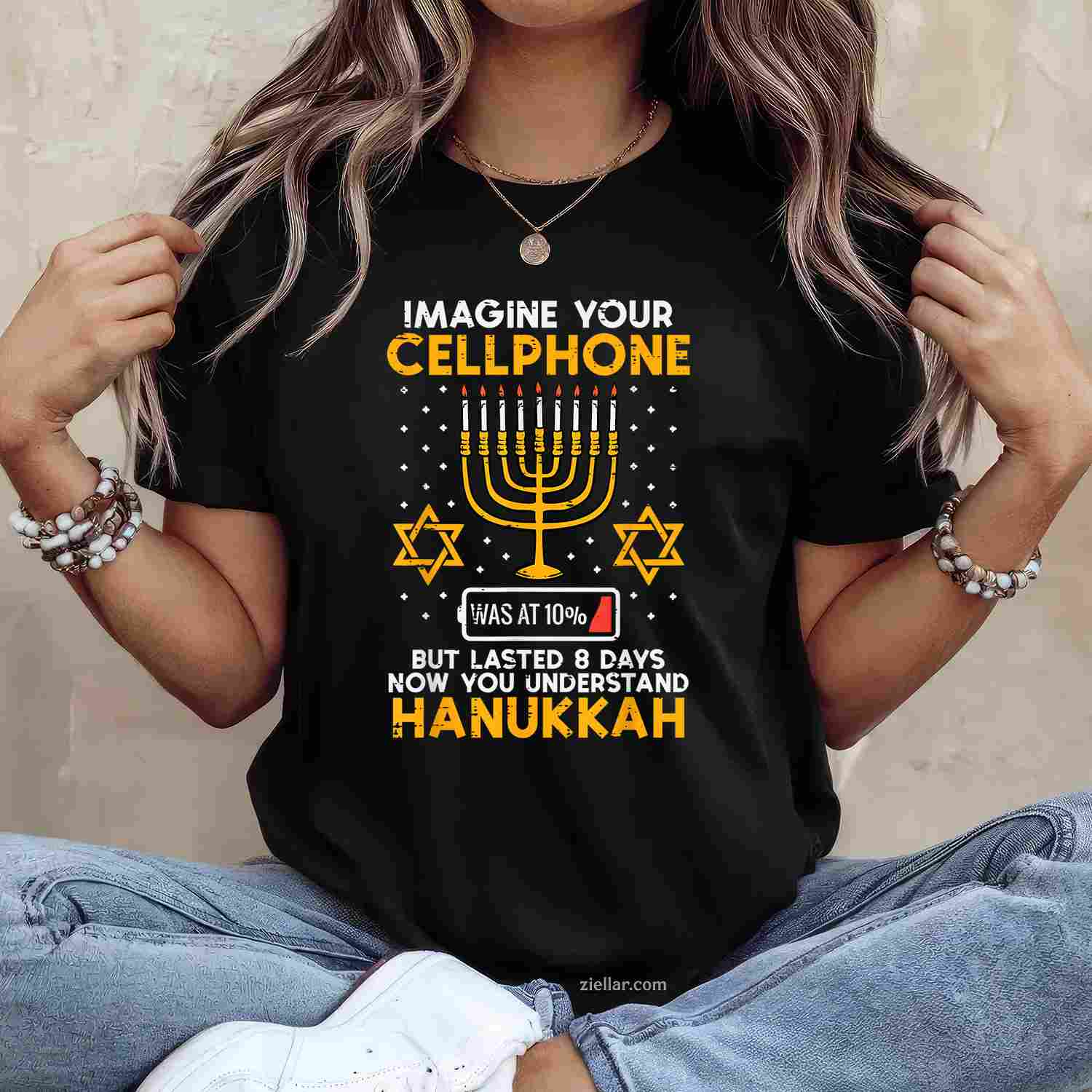 Hanukkah Imagine Your Cellphone Chanukah Jew Men Women T-Shirt_ Funny Jewish Holiday Tee For Adults