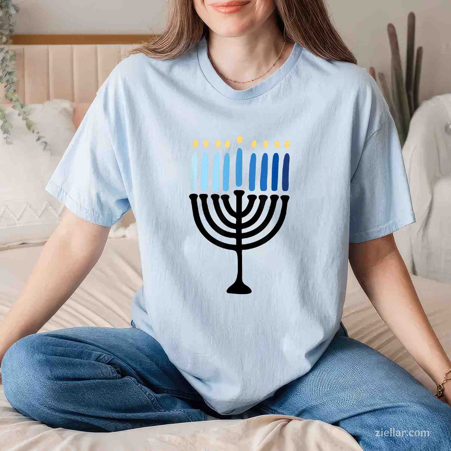 Hanukkah Minimalistic Menorah Hanukkah T-Shirt_ Simple And Elegant Jewish Holiday Tee For Men And Women