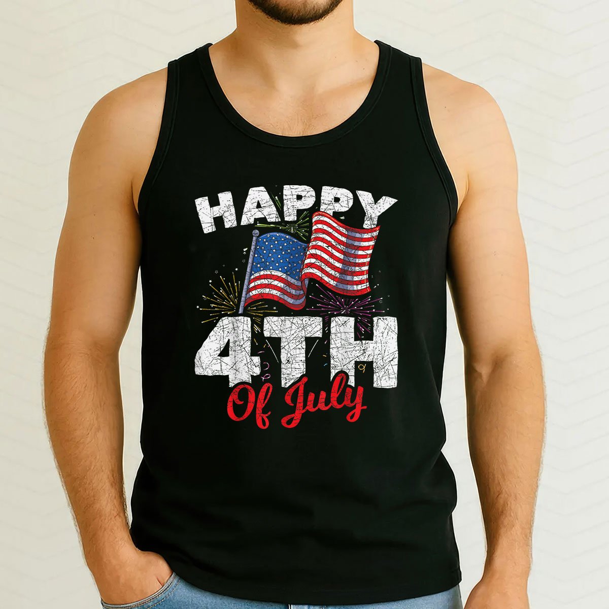 Happy 4th Of July Patriotic American US Flag Tank Top Shirt