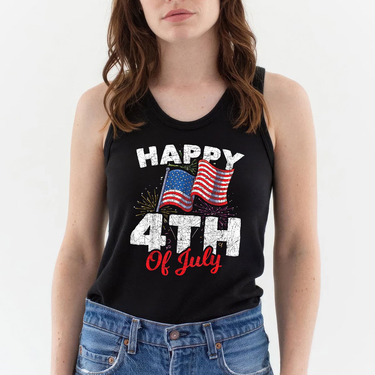 Happy 4th Of July Patriotic American US Flag Tank Top Shirt
