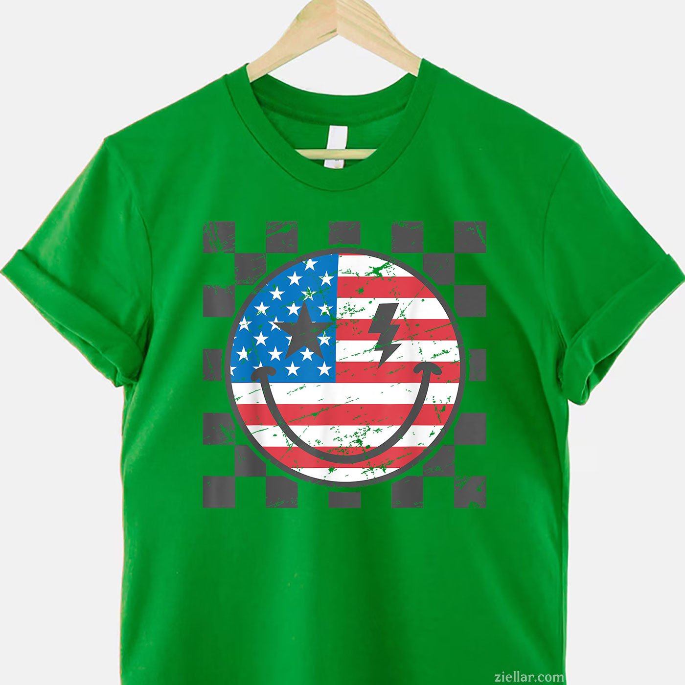 Happy 4th Of July Groovy Smile Face Red White Blue